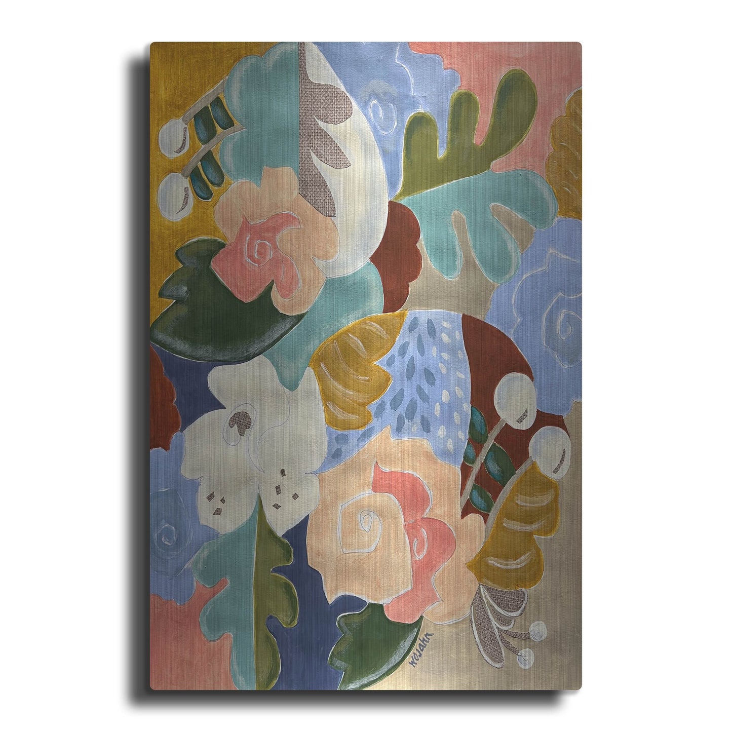 Luxe Metal Art 'Melange of Flowers' by Holly Wojhan, Metal Wall Art