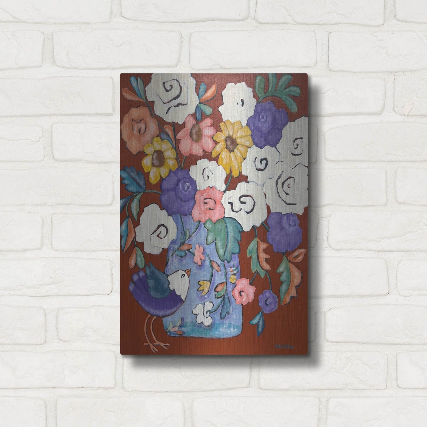 Luxe Metal Art 'Brightly' by Holly Wojhan, Metal Wall Art,12x16