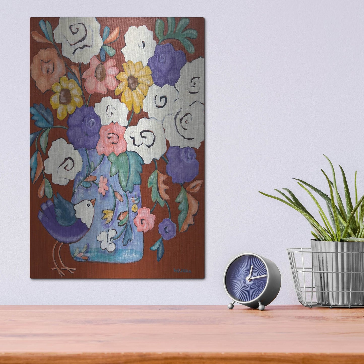 Luxe Metal Art 'Brightly' by Holly Wojhan, Metal Wall Art,12x16