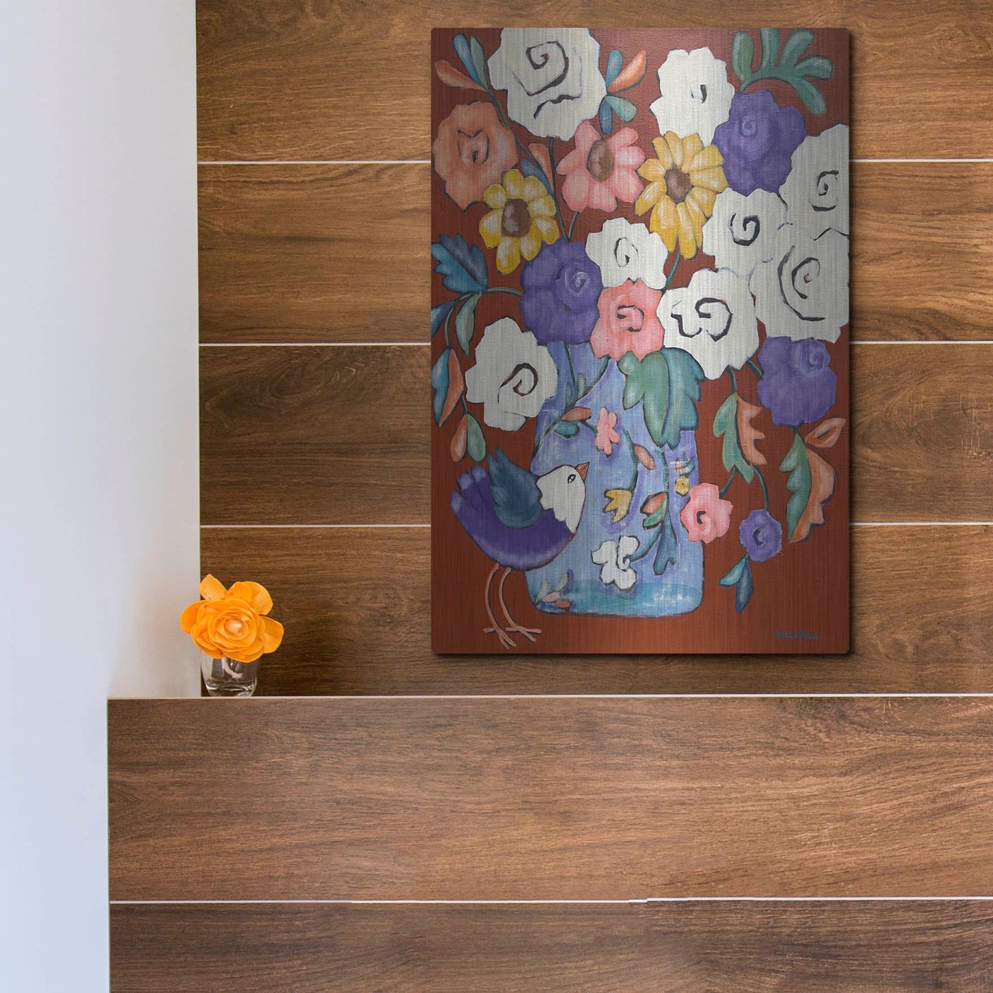 Luxe Metal Art 'Brightly' by Holly Wojhan, Metal Wall Art,12x16