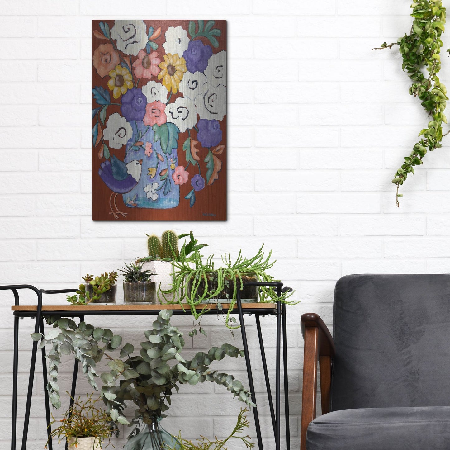 Luxe Metal Art 'Brightly' by Holly Wojhan, Metal Wall Art,12x16