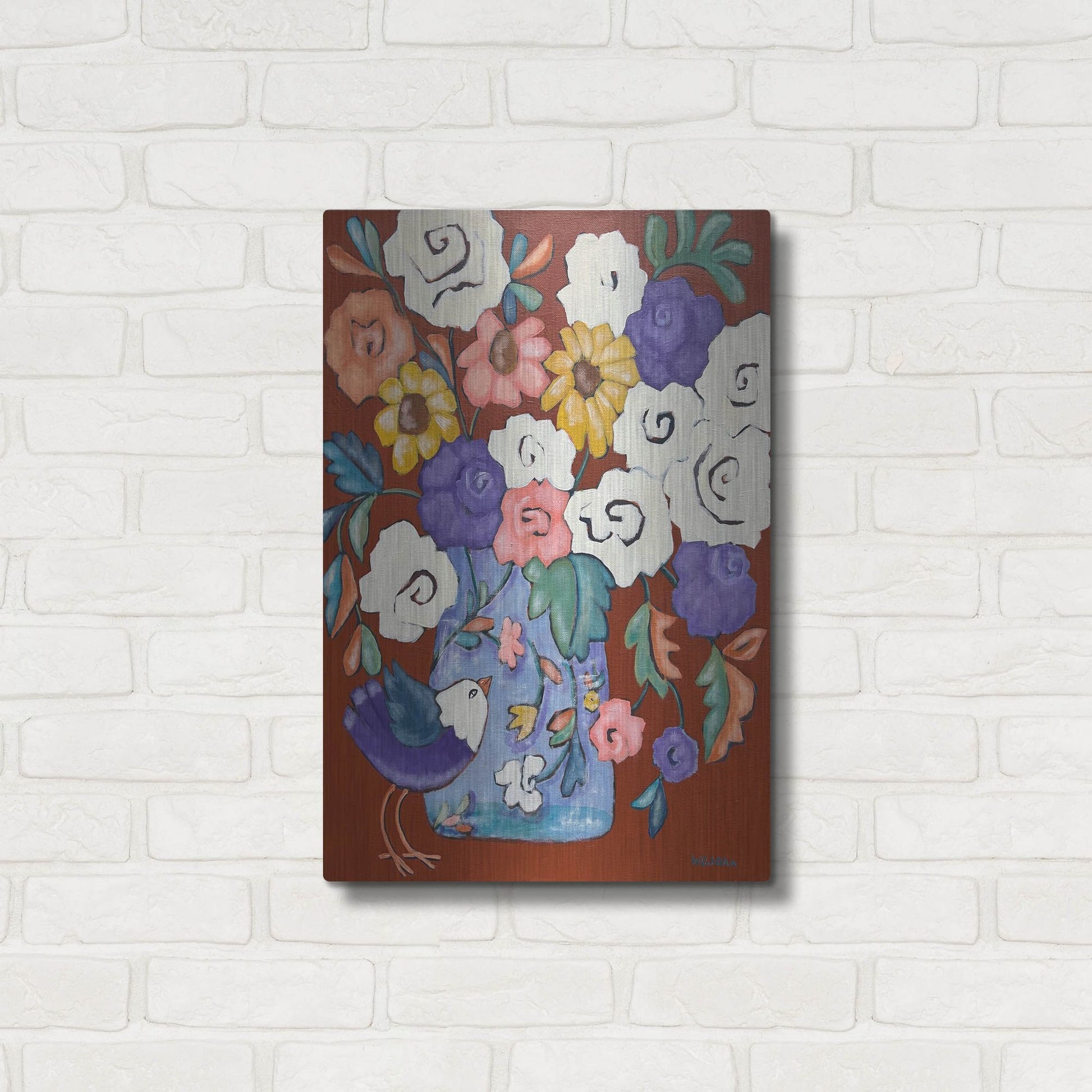 Luxe Metal Art 'Brightly' by Holly Wojhan, Metal Wall Art,16x24