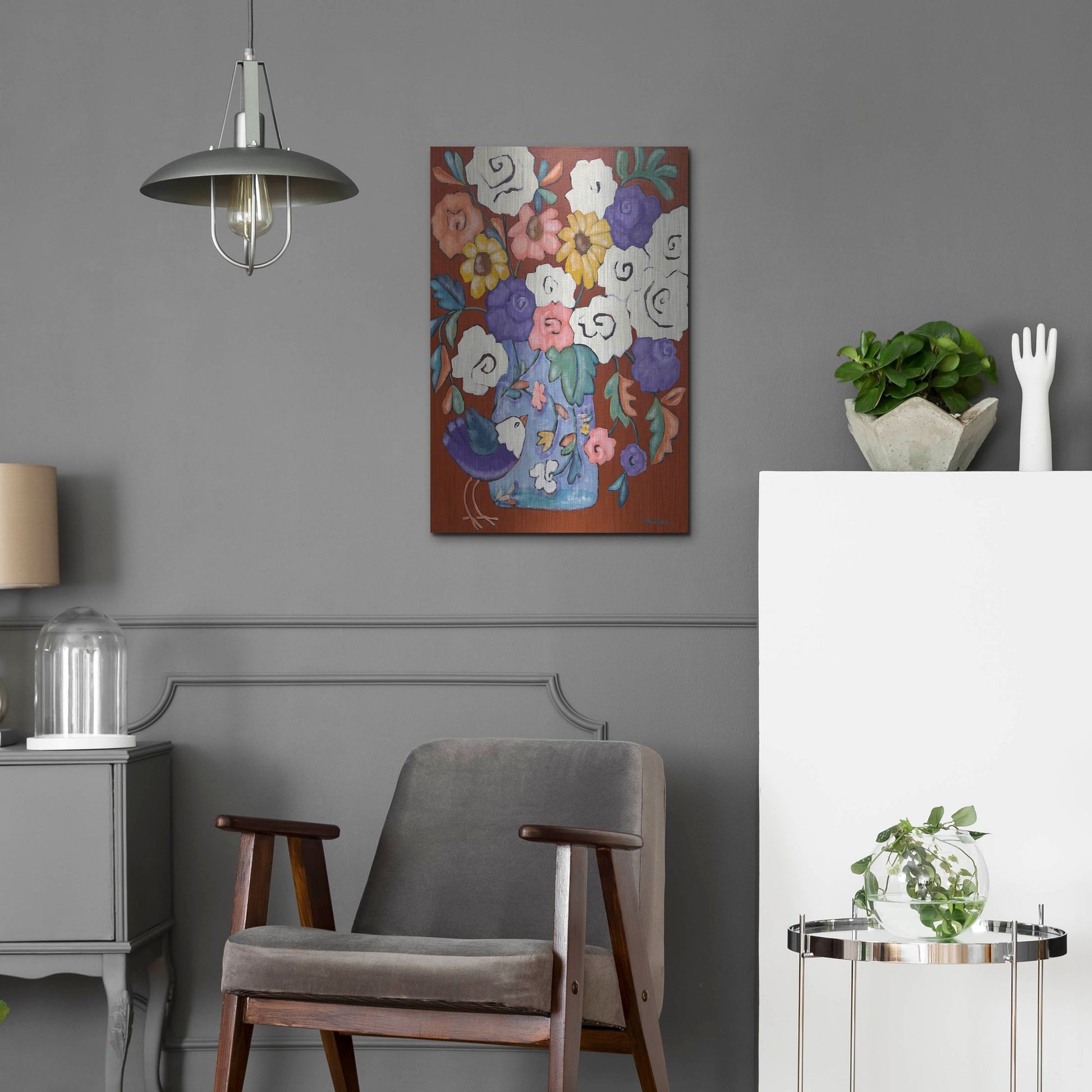 Luxe Metal Art 'Brightly' by Holly Wojhan, Metal Wall Art,16x24