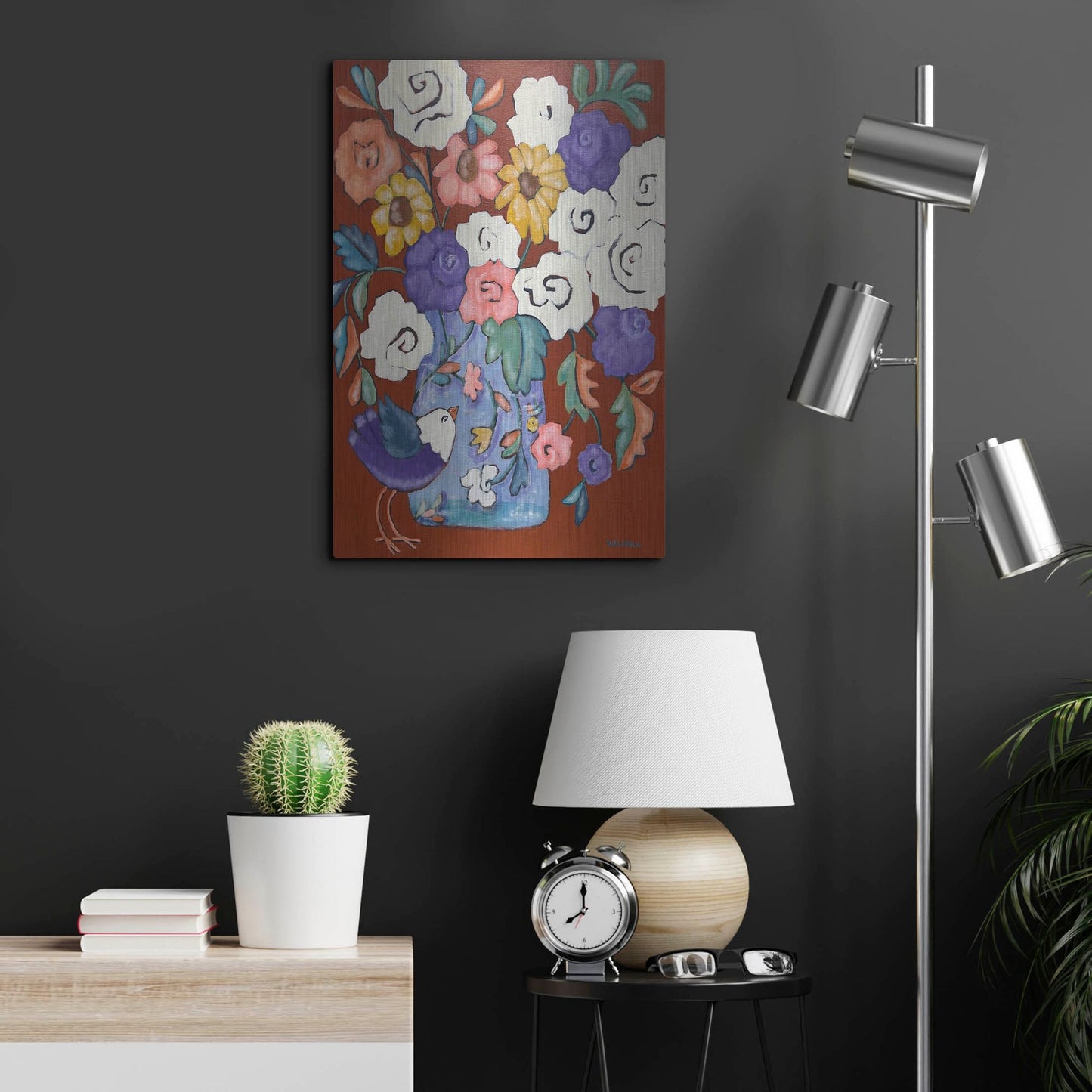 Luxe Metal Art 'Brightly' by Holly Wojhan, Metal Wall Art,16x24