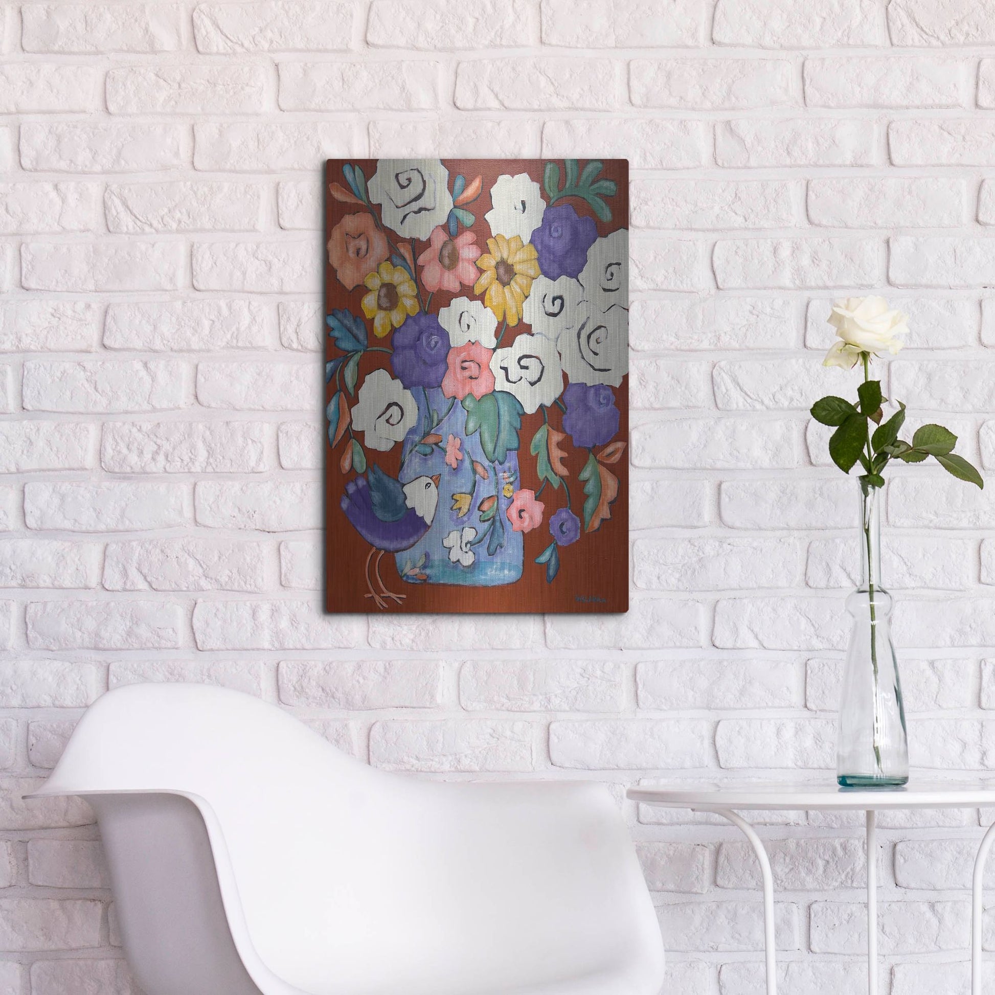 Luxe Metal Art 'Brightly' by Holly Wojhan, Metal Wall Art,16x24