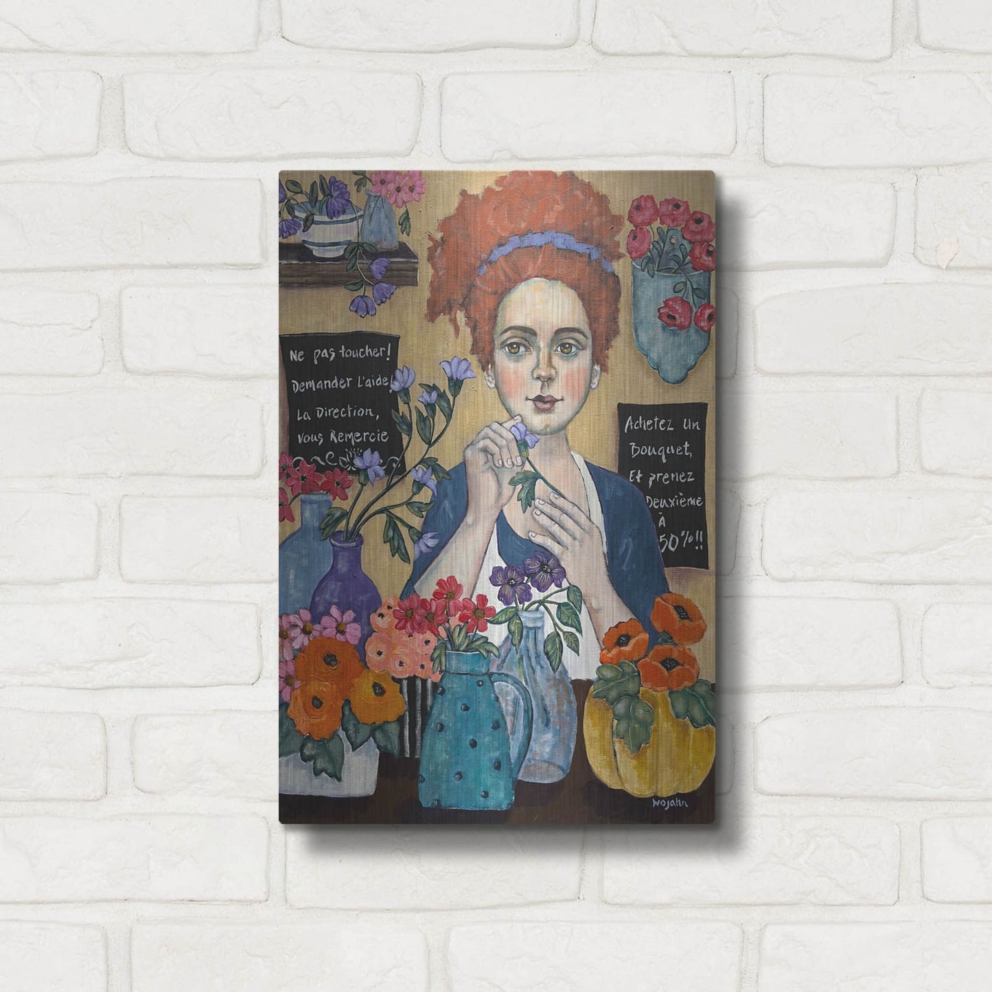 Luxe Metal Art 'Le Joie de Travail' by Holly Wojhan, Metal Wall Art,12x16