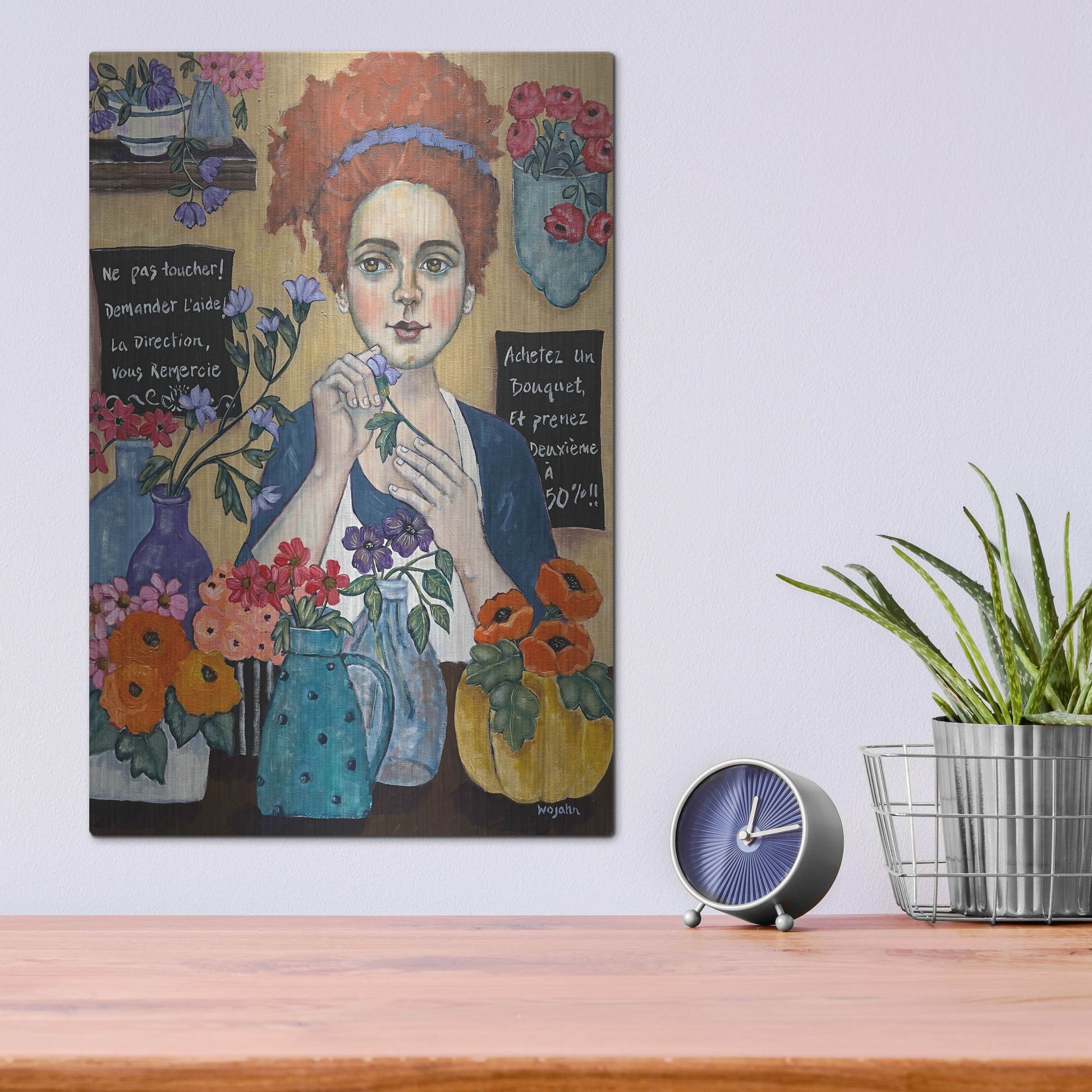 Luxe Metal Art 'Le Joie de Travail' by Holly Wojhan, Metal Wall Art,12x16