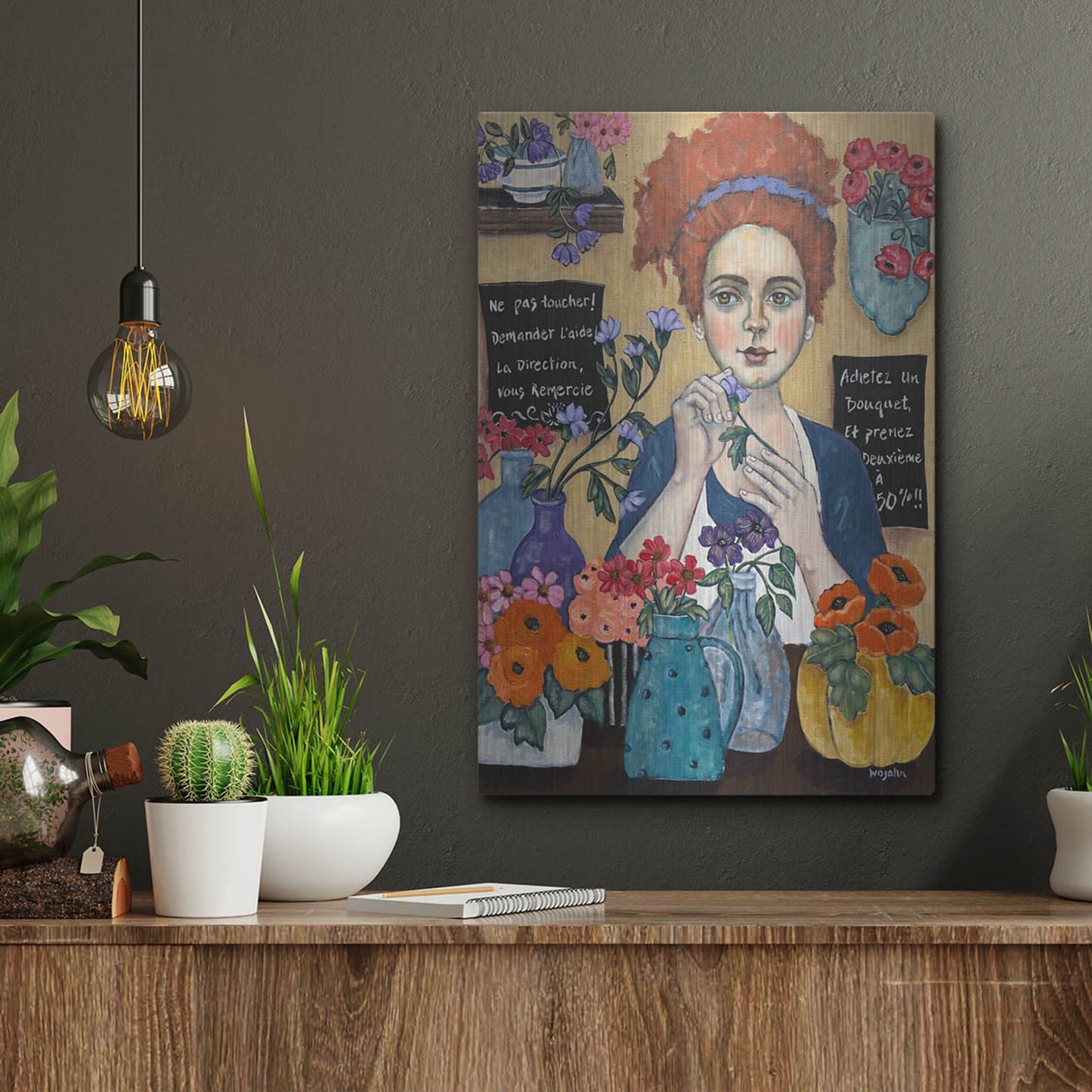 Luxe Metal Art 'Le Joie de Travail' by Holly Wojhan, Metal Wall Art,12x16