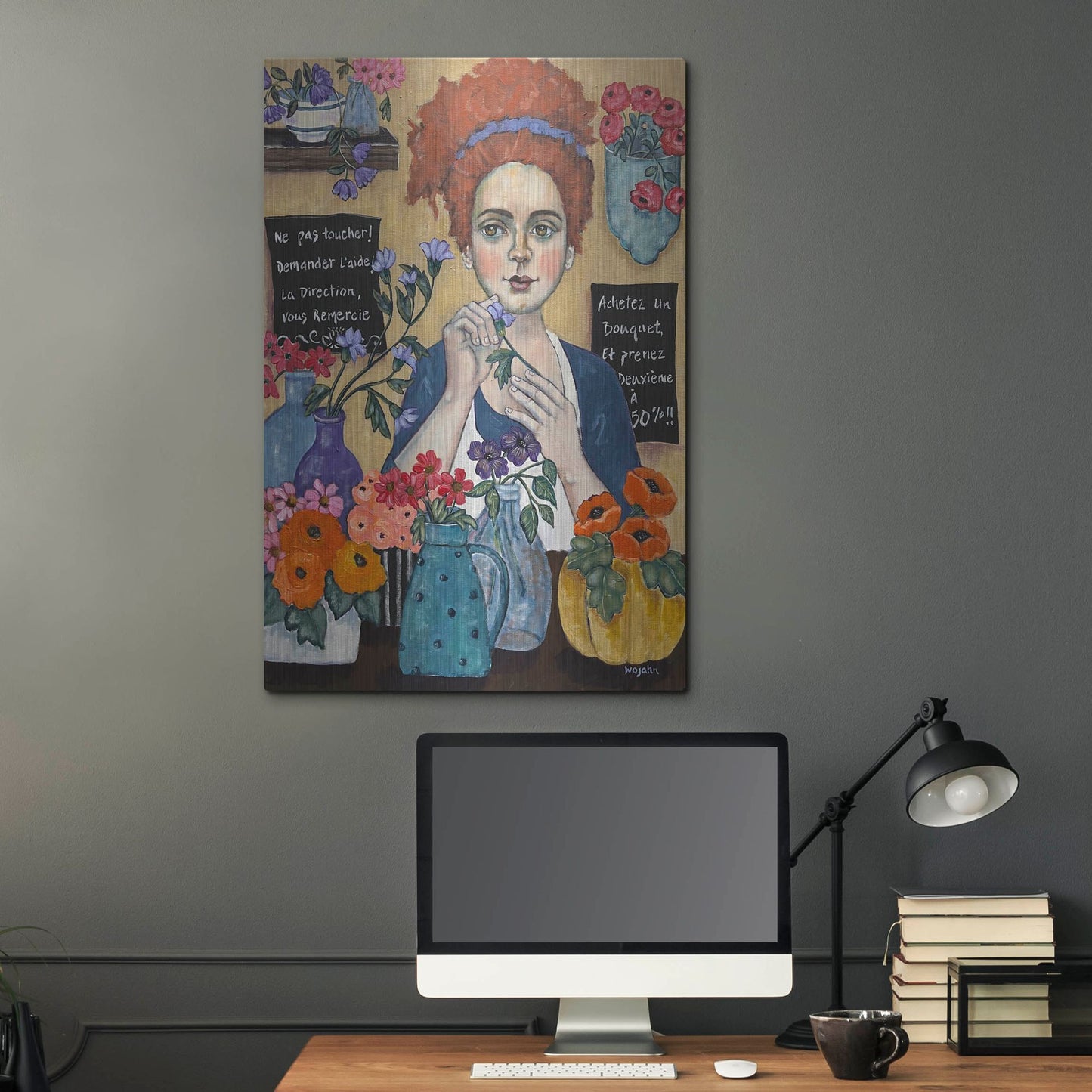 Luxe Metal Art 'Le Joie de Travail' by Holly Wojhan, Metal Wall Art,24x36