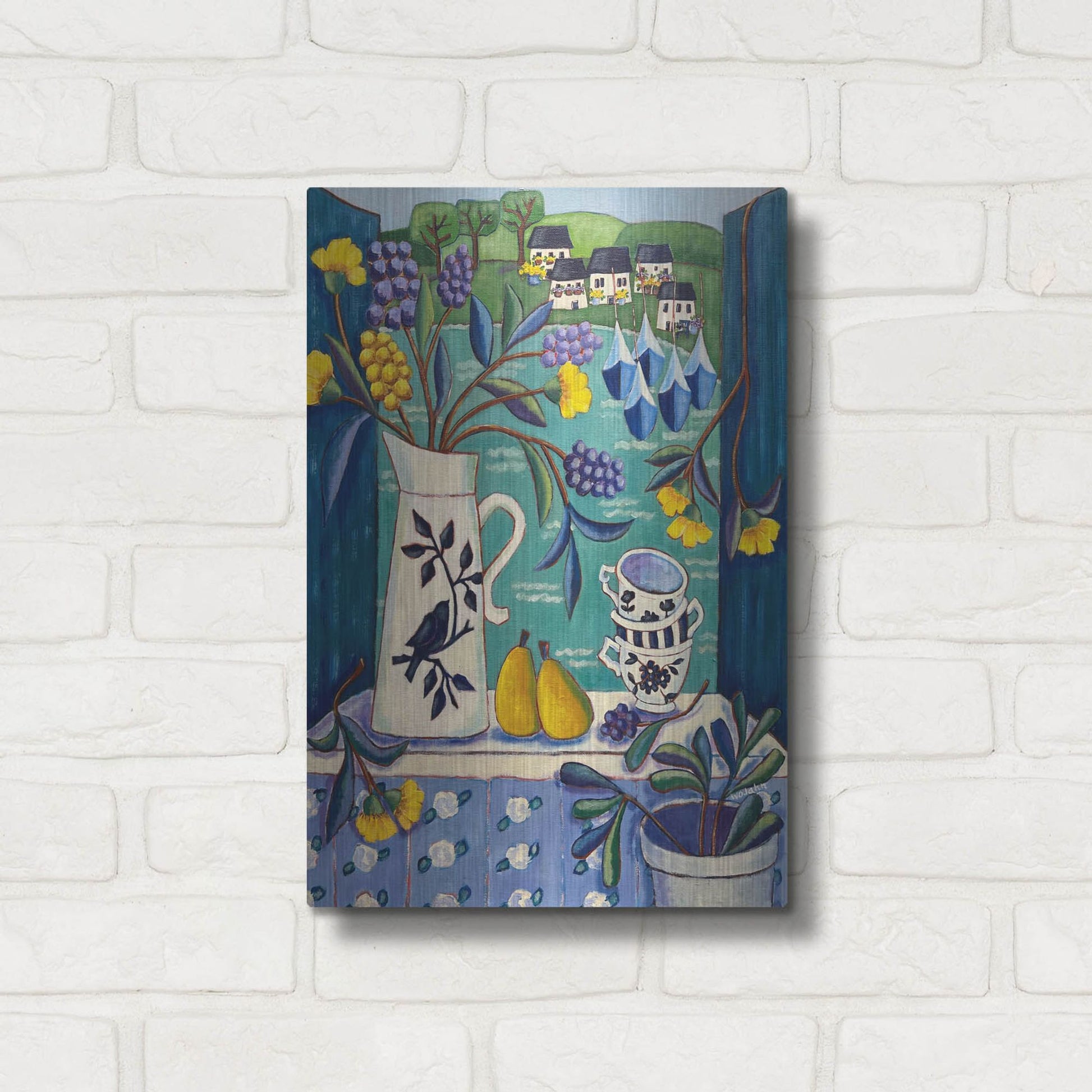 Luxe Metal Art 'Cottage by the Sea' by Holly Wojhan, Metal Wall Art,12x16