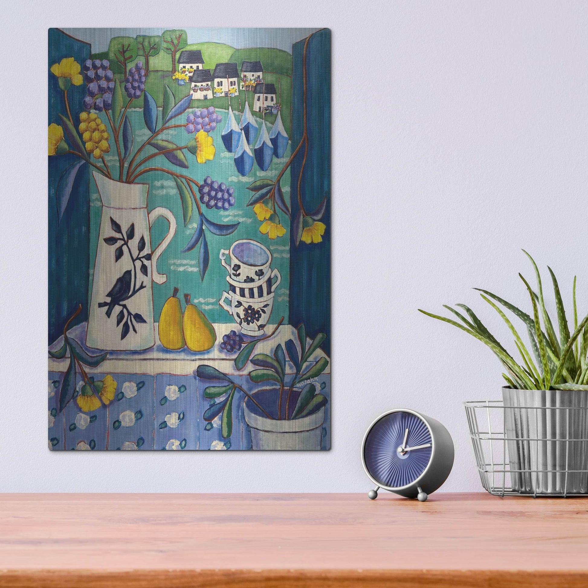 Luxe Metal Art 'Cottage by the Sea' by Holly Wojhan, Metal Wall Art,12x16