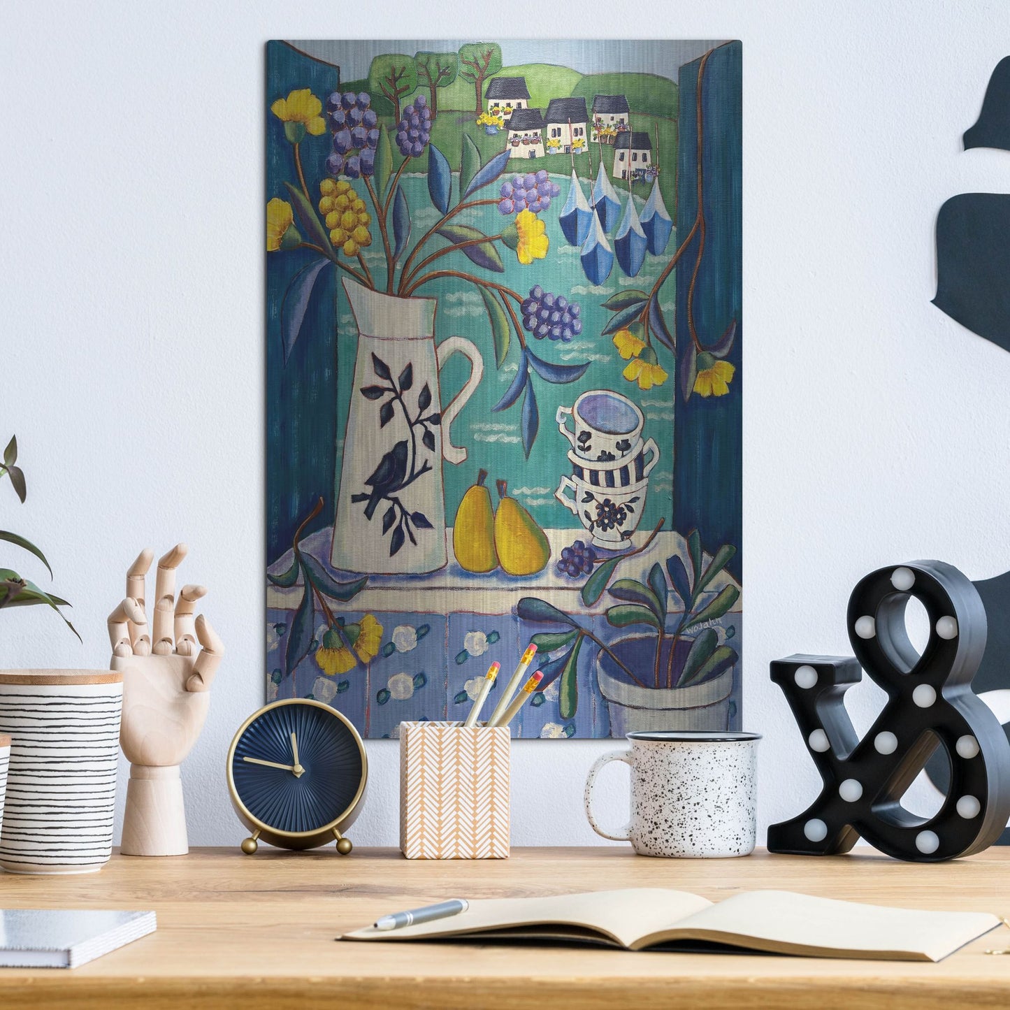 Luxe Metal Art 'Cottage by the Sea' by Holly Wojhan, Metal Wall Art,12x16