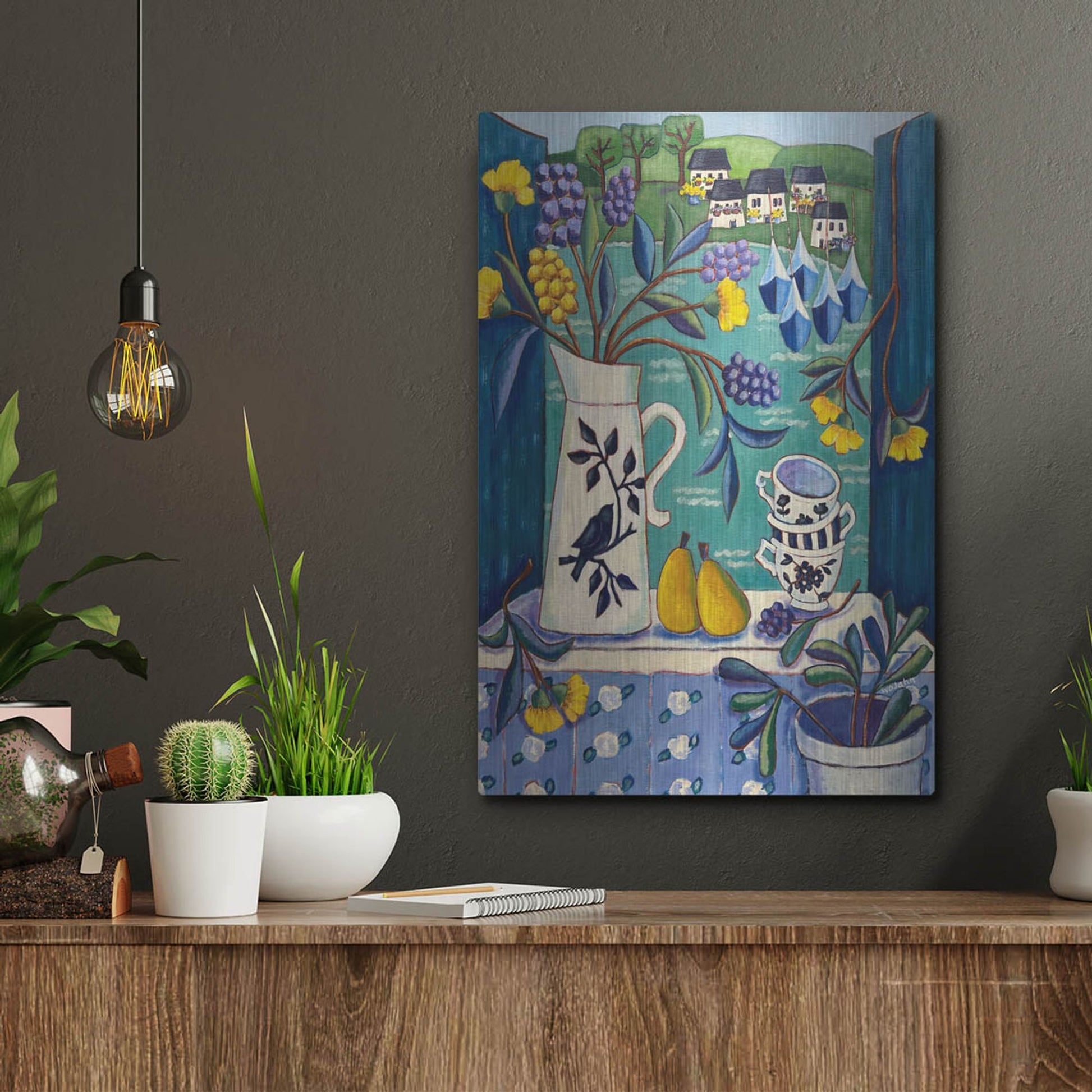 Luxe Metal Art 'Cottage by the Sea' by Holly Wojhan, Metal Wall Art,12x16