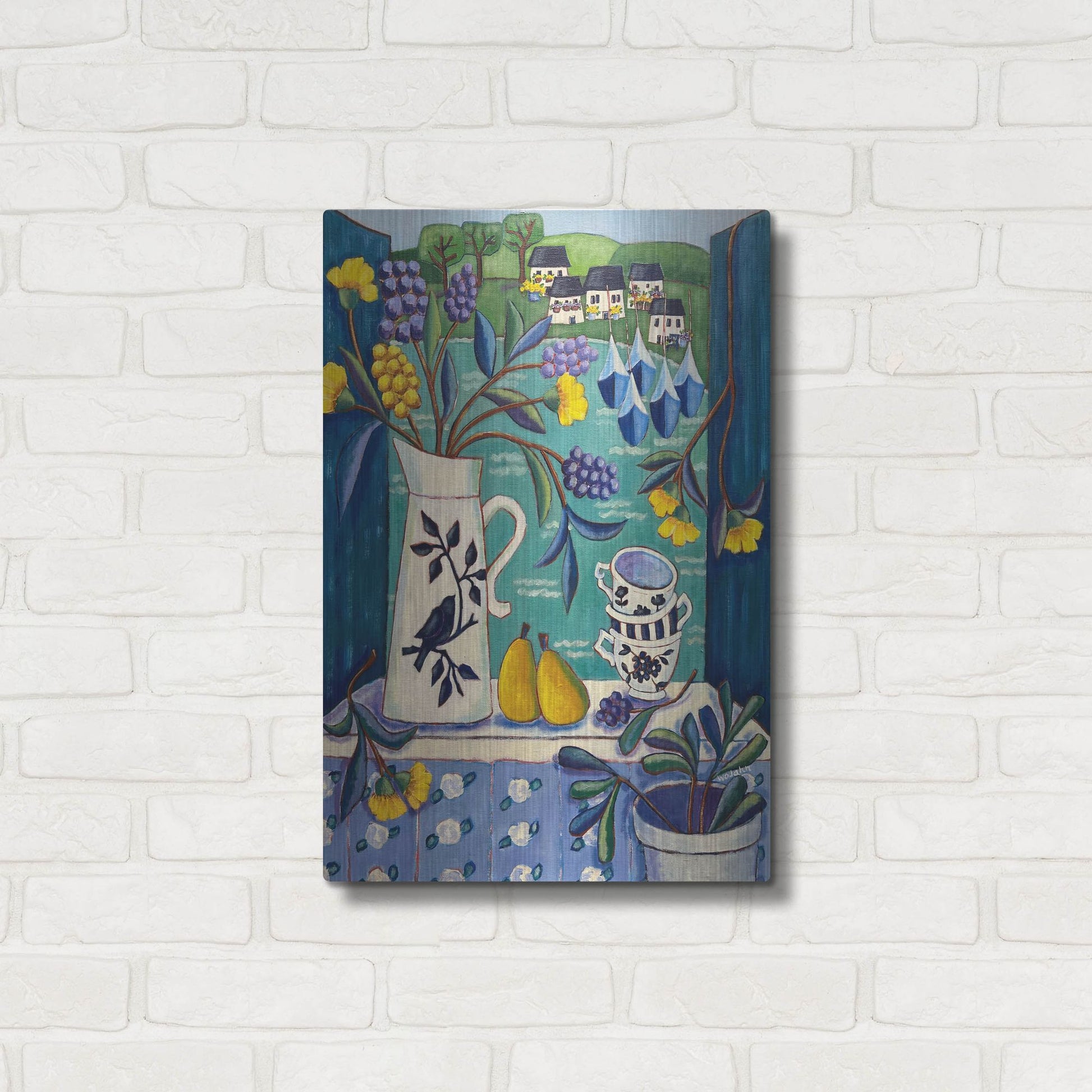 Luxe Metal Art 'Cottage by the Sea' by Holly Wojhan, Metal Wall Art,16x24