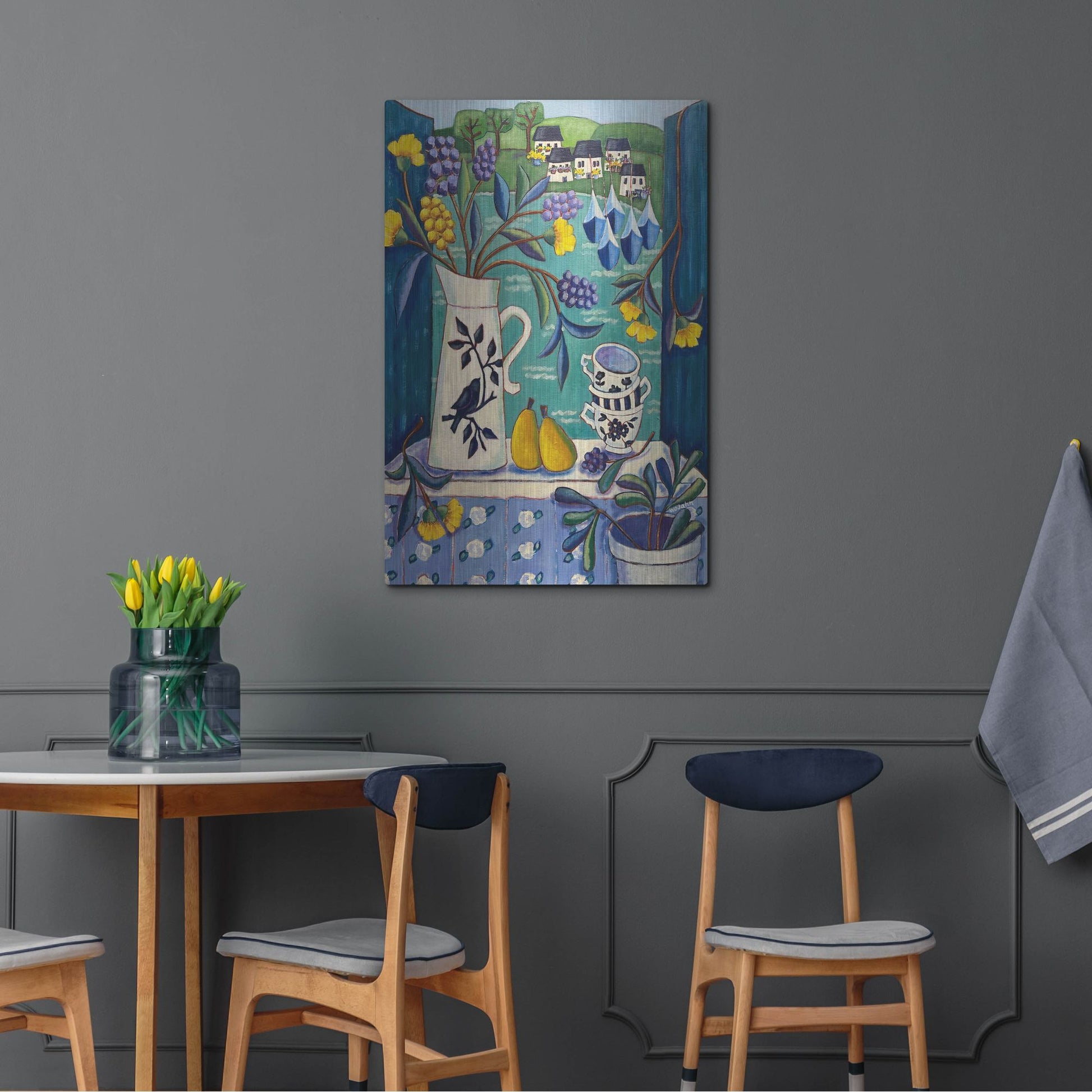 Luxe Metal Art 'Cottage by the Sea' by Holly Wojhan, Metal Wall Art,24x36