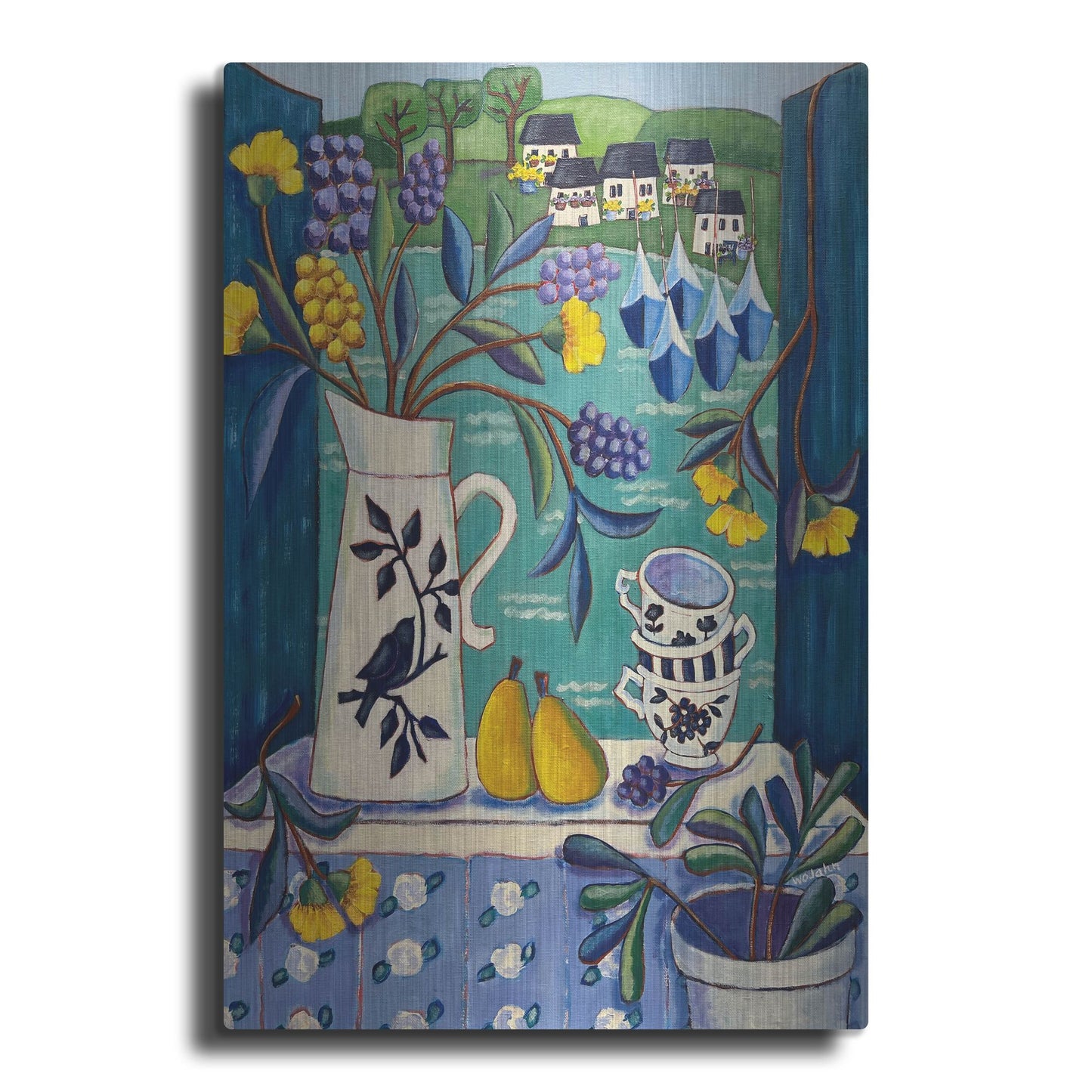 Luxe Metal Art 'Cottage by the Sea' by Holly Wojhan, Metal Wall Art