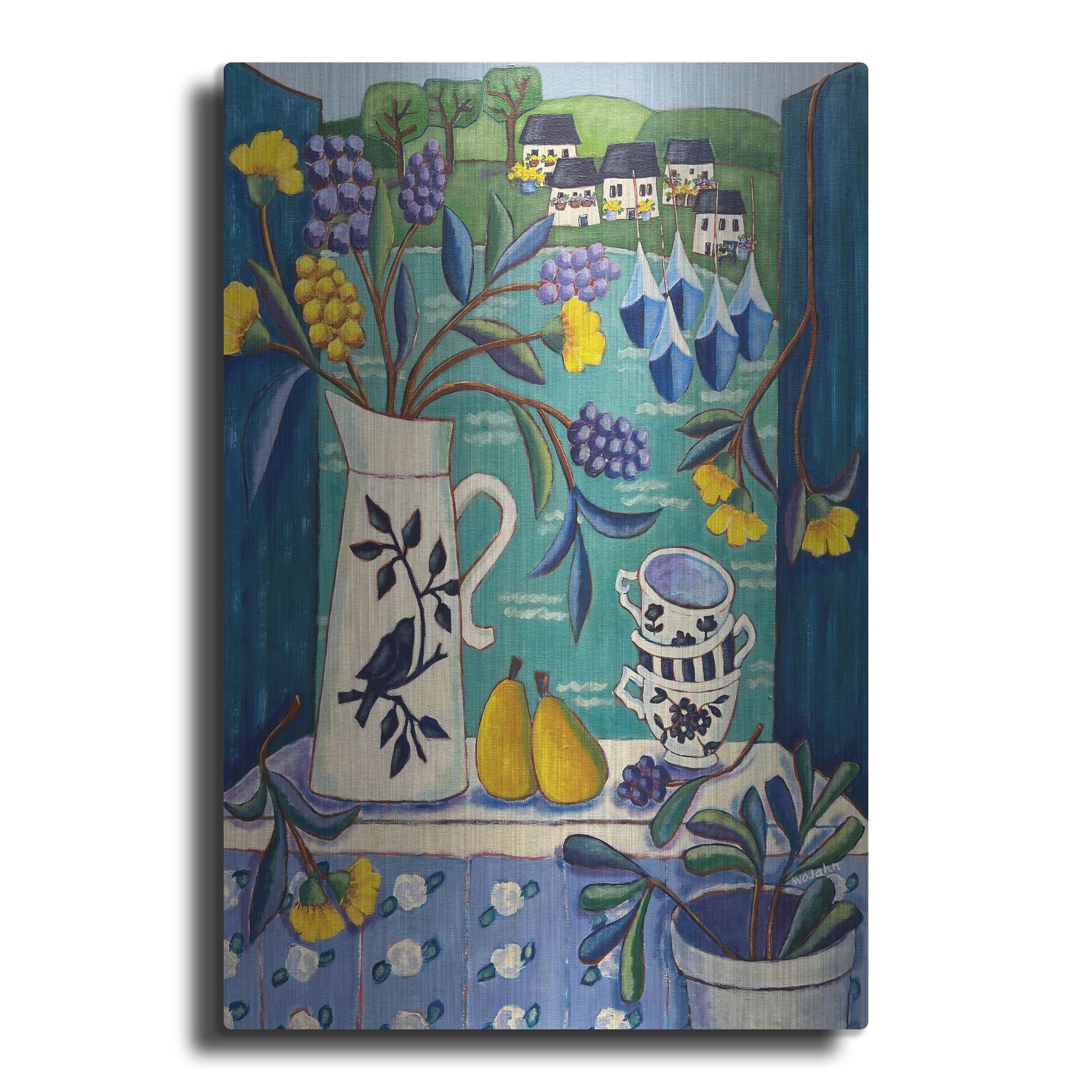 Luxe Metal Art 'Cottage by the Sea' by Holly Wojhan, Metal Wall Art