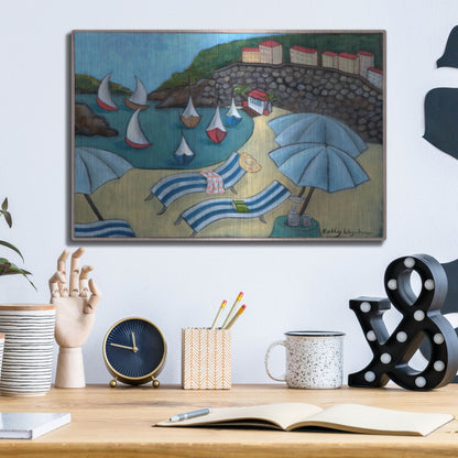 Luxe Metal Art 'Under the Umbrellas' by Holly Wojhan, Metal Wall Art,16x12