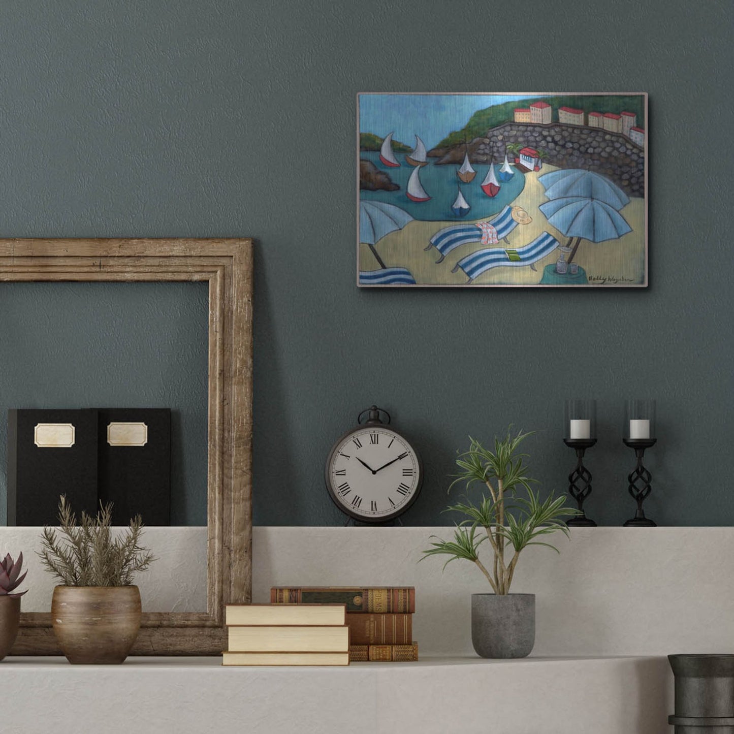 Luxe Metal Art 'Under the Umbrellas' by Holly Wojhan, Metal Wall Art,16x12