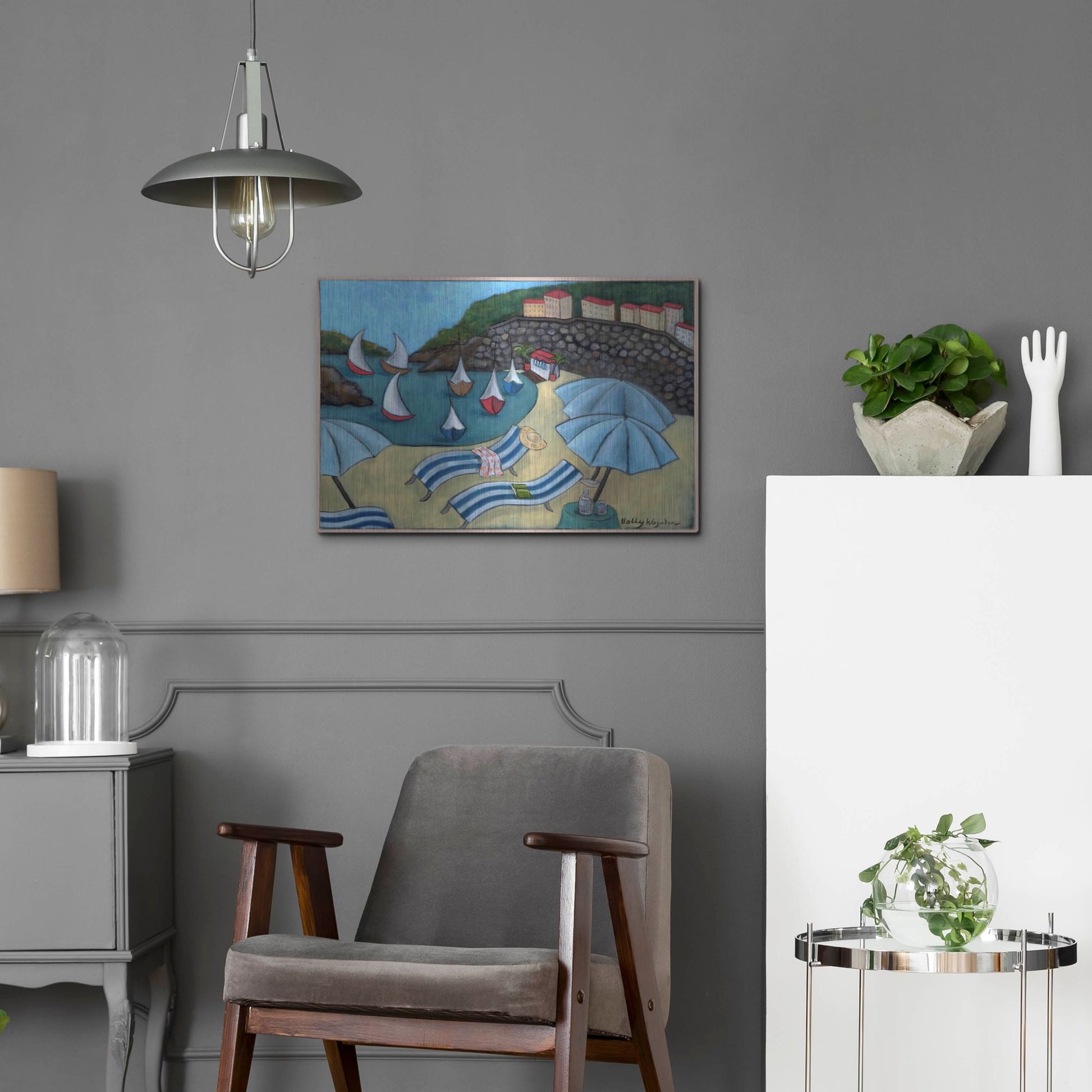 Luxe Metal Art 'Under the Umbrellas' by Holly Wojhan, Metal Wall Art,24x16