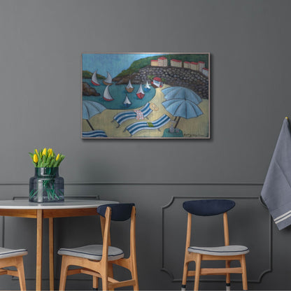 Luxe Metal Art 'Under the Umbrellas' by Holly Wojhan, Metal Wall Art,36x24