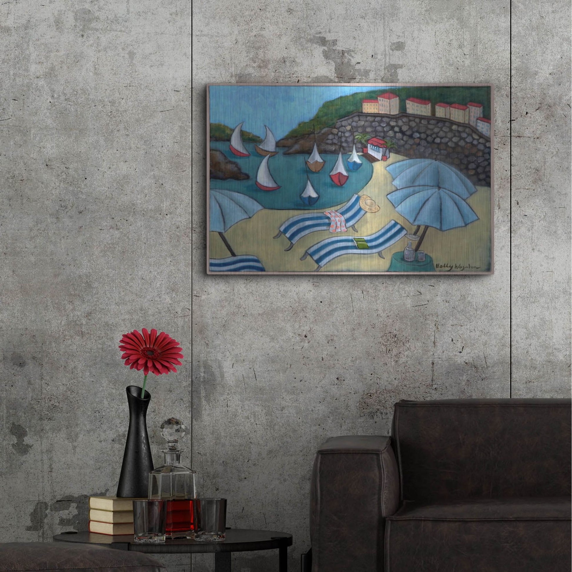 Luxe Metal Art 'Under the Umbrellas' by Holly Wojhan, Metal Wall Art,36x24