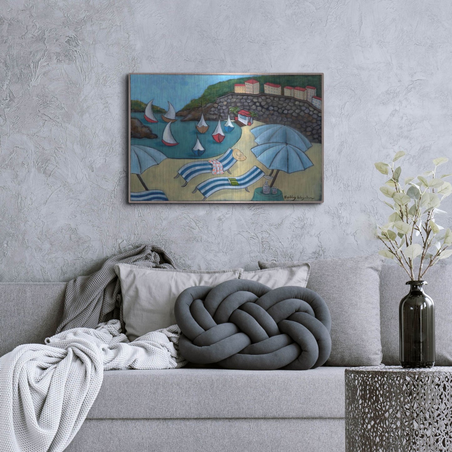 Luxe Metal Art 'Under the Umbrellas' by Holly Wojhan, Metal Wall Art,36x24