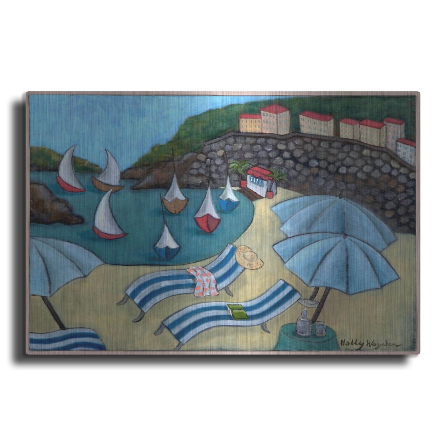 Luxe Metal Art 'Under the Umbrellas' by Holly Wojhan, Metal Wall Art