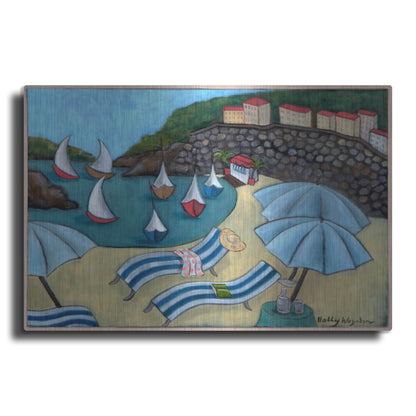 Luxe Metal Art 'Under the Umbrellas' by Holly Wojhan, Metal Wall Art
