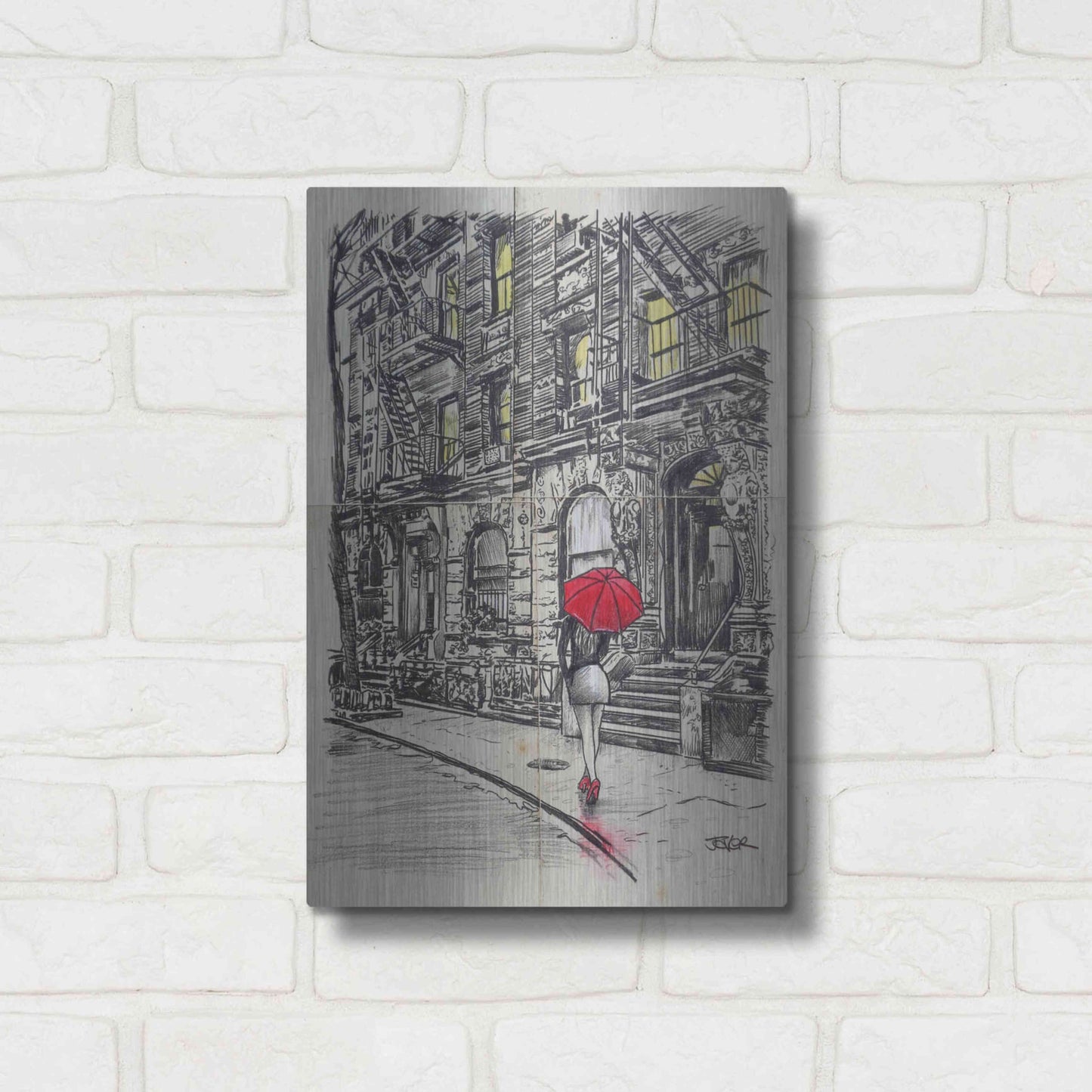 Luxe Metal Art 'Burrough Walk' by Loui Jover, Metal Wall Art,12x16
