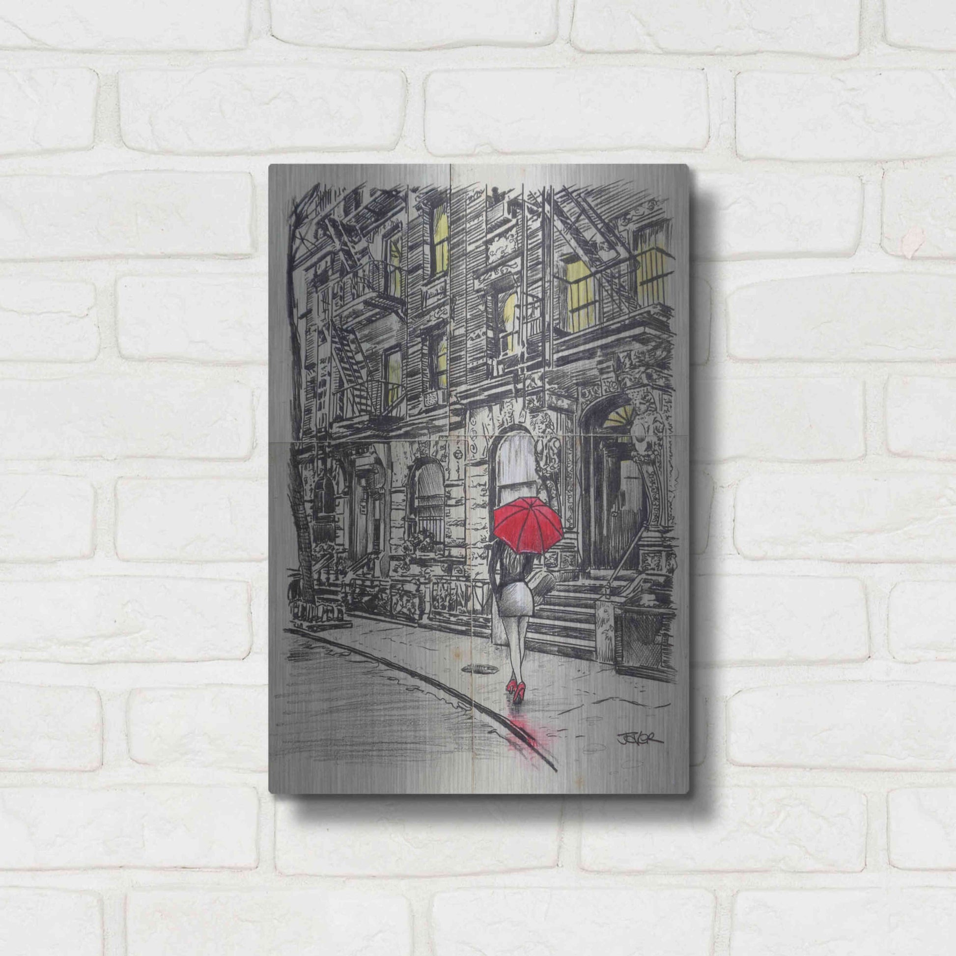Luxe Metal Art 'Burrough Walk' by Loui Jover, Metal Wall Art,12x16