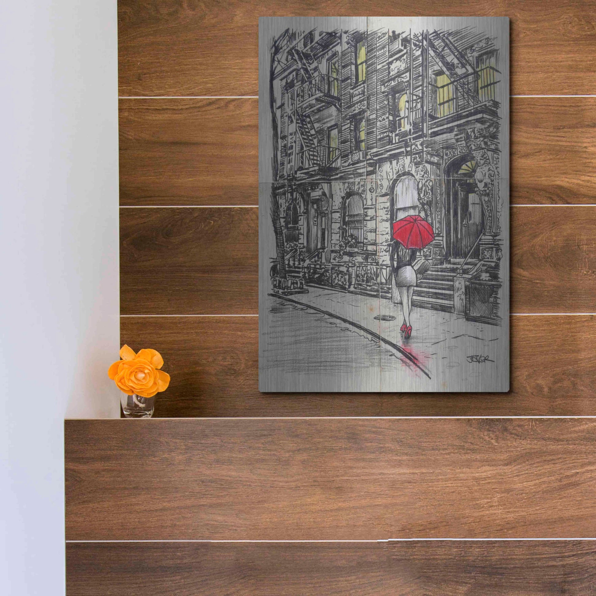 Luxe Metal Art 'Burrough Walk' by Loui Jover, Metal Wall Art,12x16
