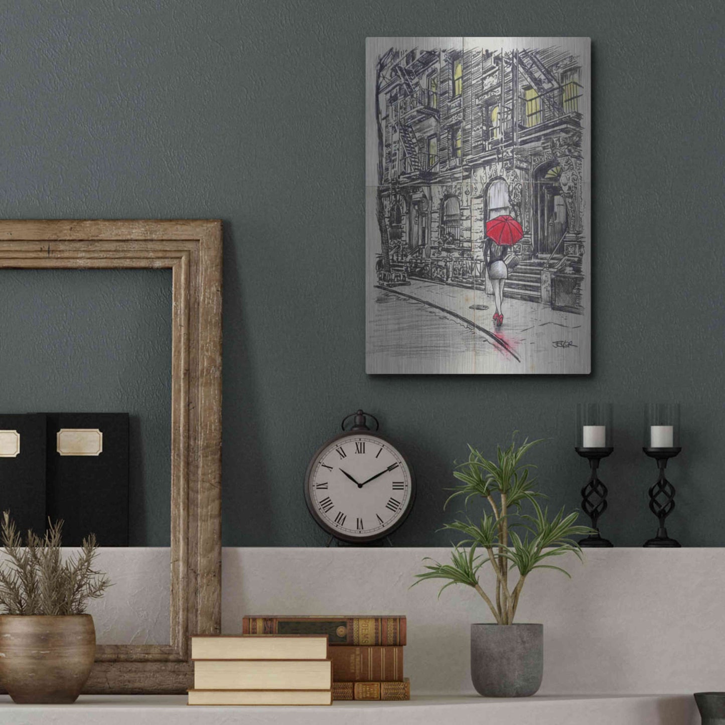Luxe Metal Art 'Burrough Walk' by Loui Jover, Metal Wall Art,12x16