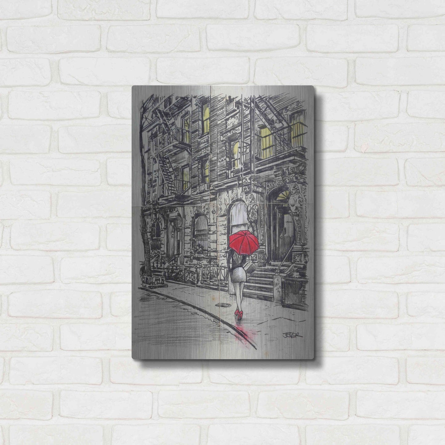 Luxe Metal Art 'Burrough Walk' by Loui Jover, Metal Wall Art,16x24