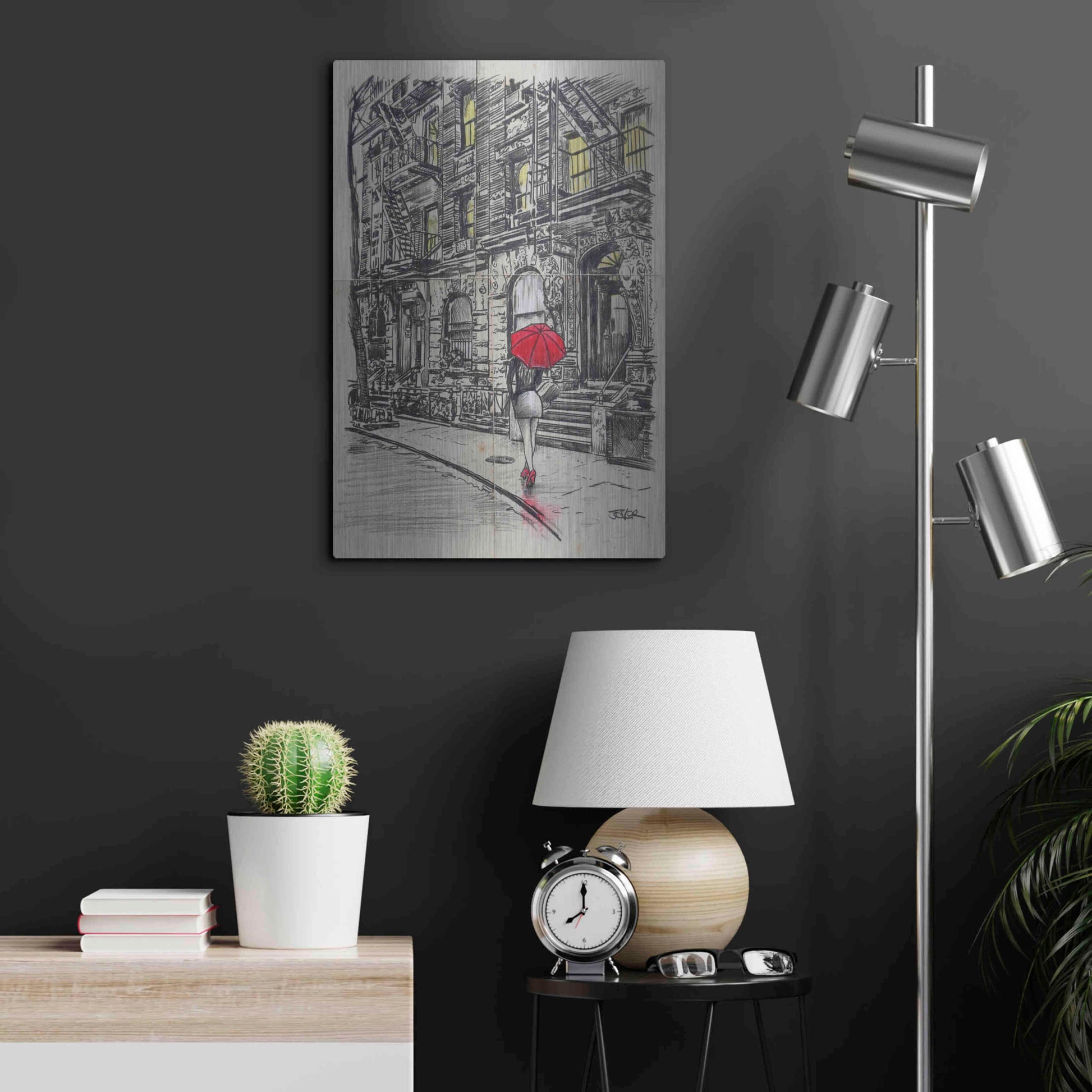 Luxe Metal Art 'Burrough Walk' by Loui Jover, Metal Wall Art,16x24