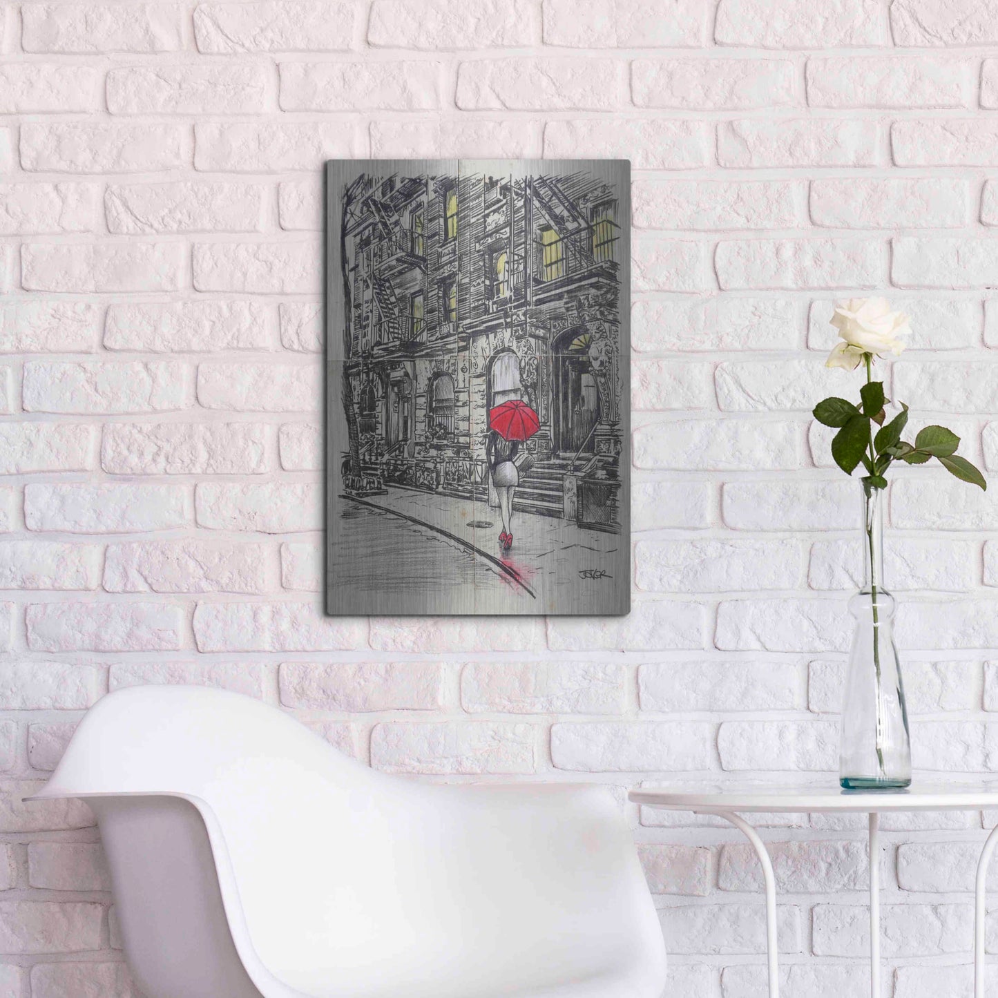 Luxe Metal Art 'Burrough Walk' by Loui Jover, Metal Wall Art,16x24