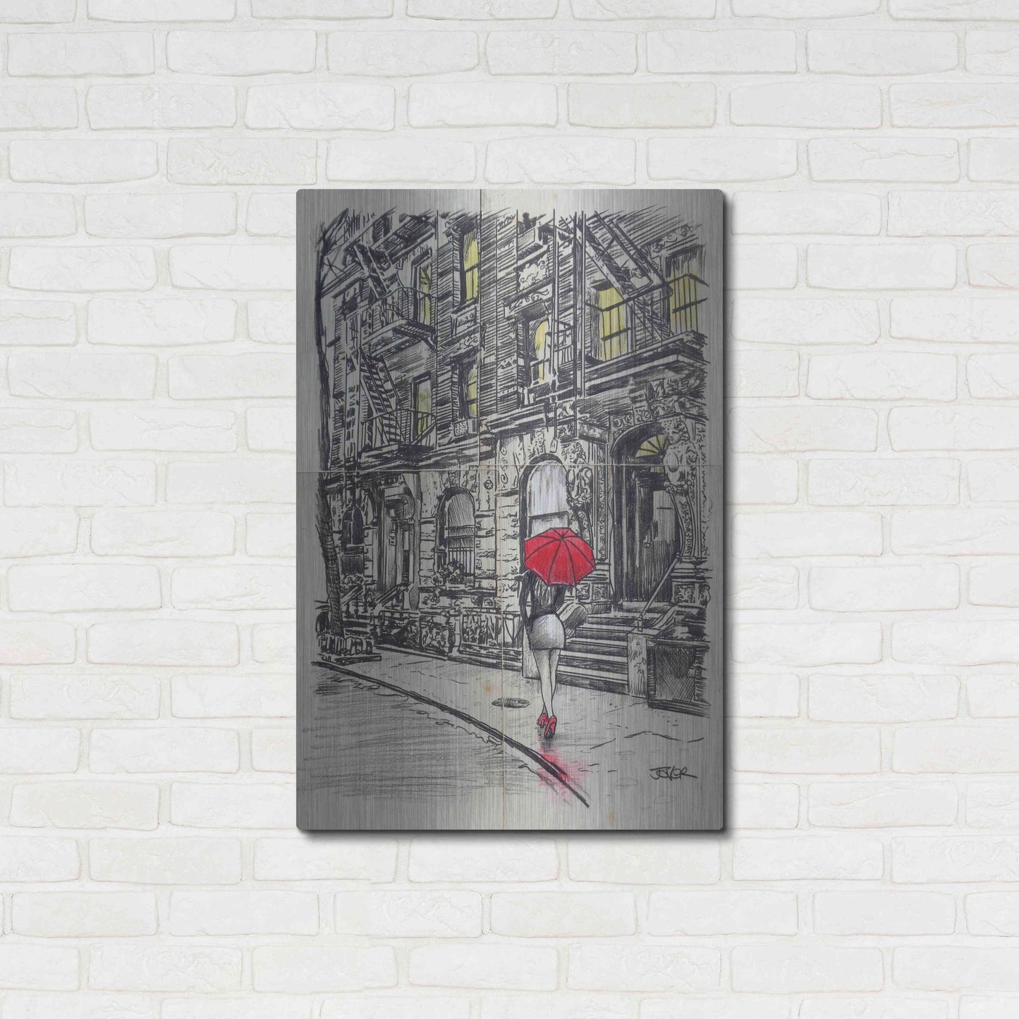 Luxe Metal Art 'Burrough Walk' by Loui Jover, Metal Wall Art,24x36