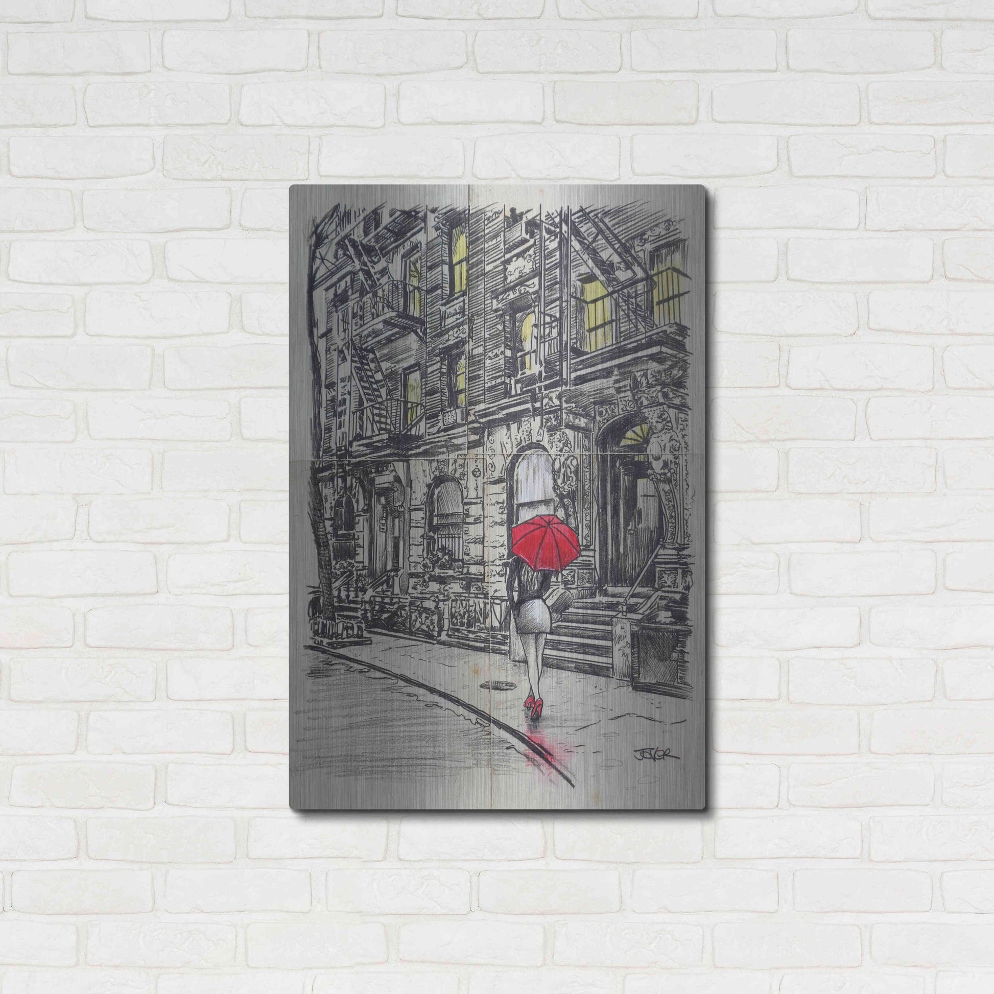 Luxe Metal Art 'Burrough Walk' by Loui Jover, Metal Wall Art,24x36