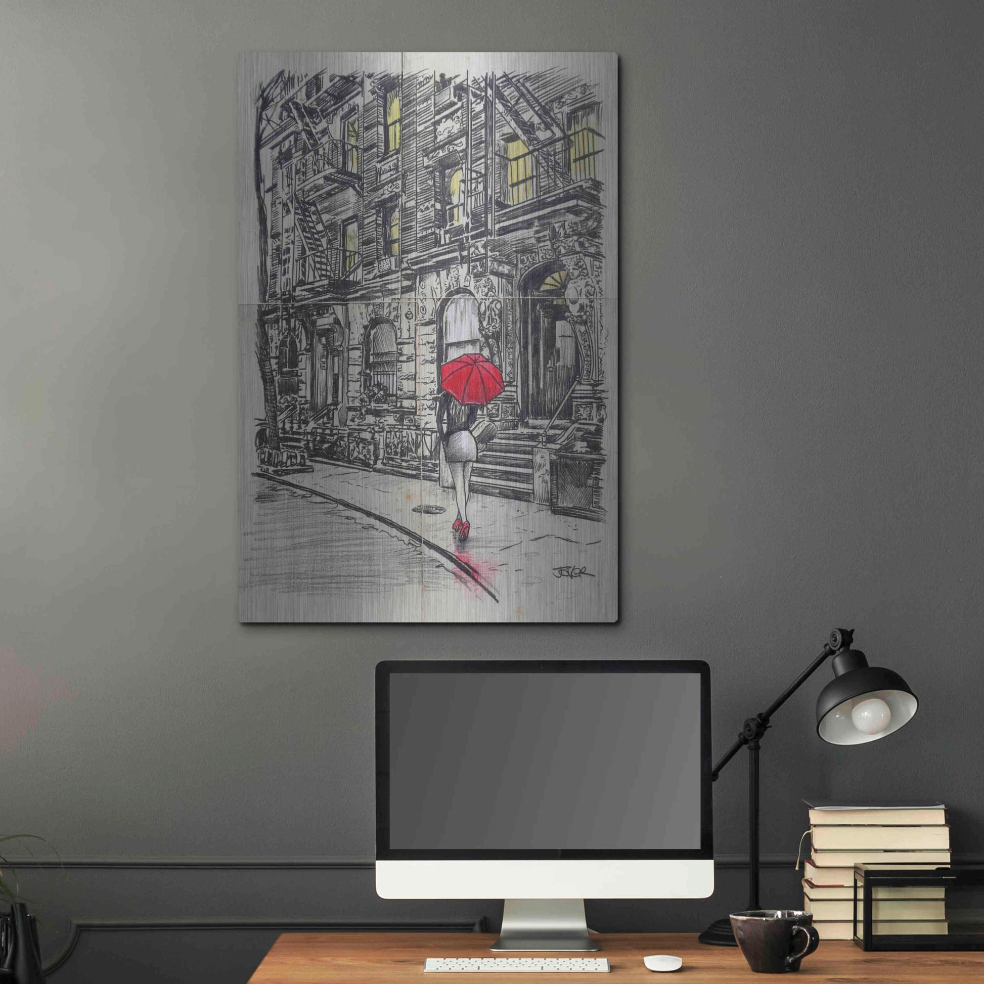 Luxe Metal Art 'Burrough Walk' by Loui Jover, Metal Wall Art,24x36