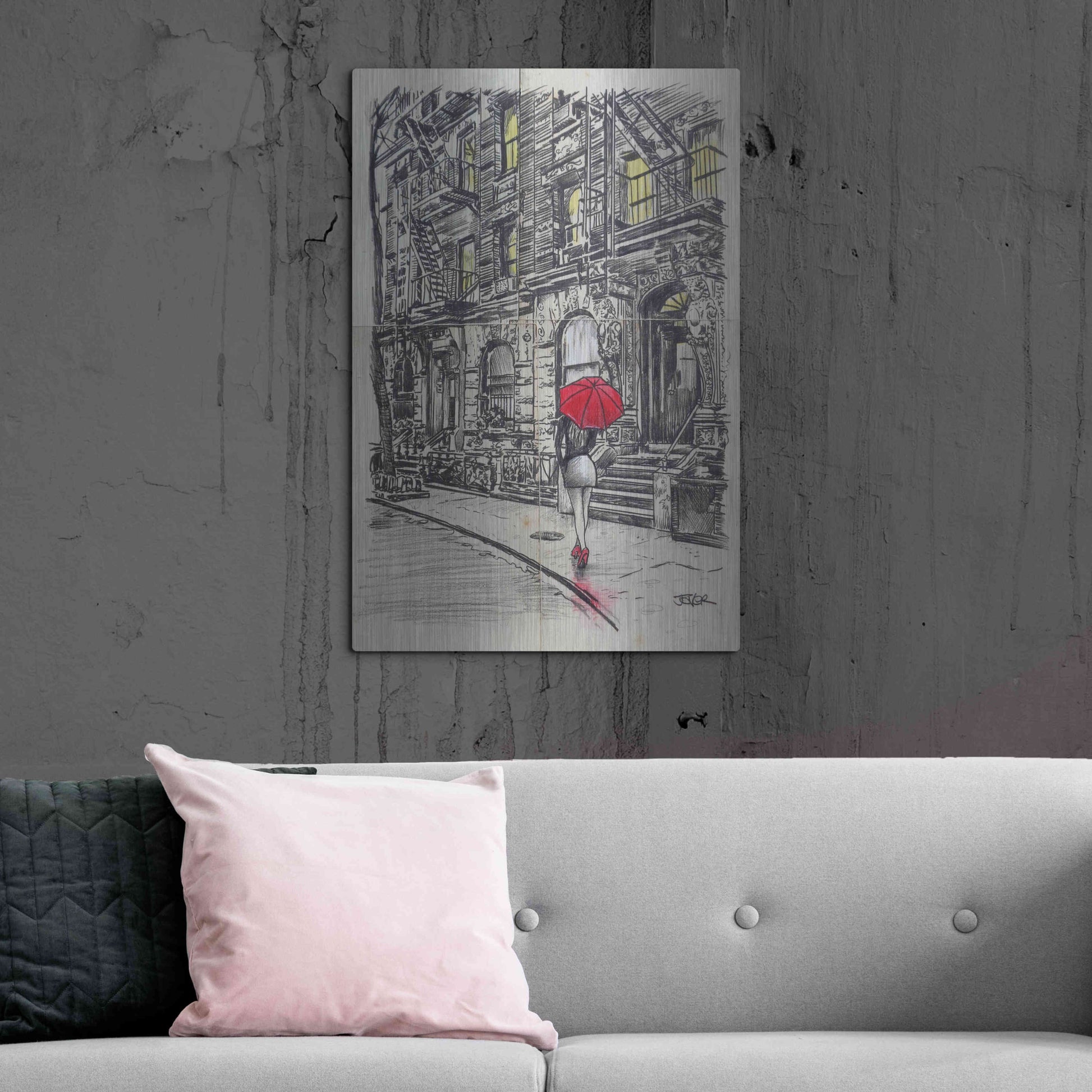 Luxe Metal Art 'Burrough Walk' by Loui Jover, Metal Wall Art,24x36