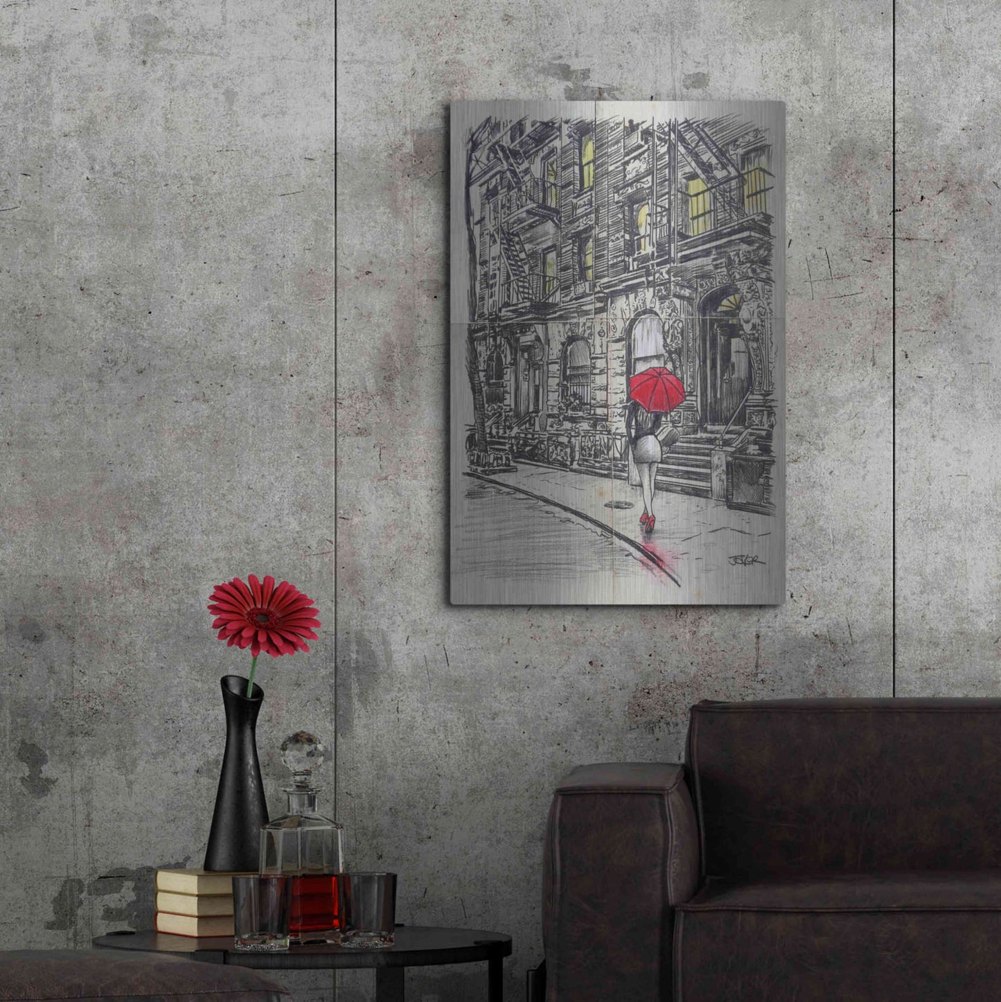 Luxe Metal Art 'Burrough Walk' by Loui Jover, Metal Wall Art,24x36