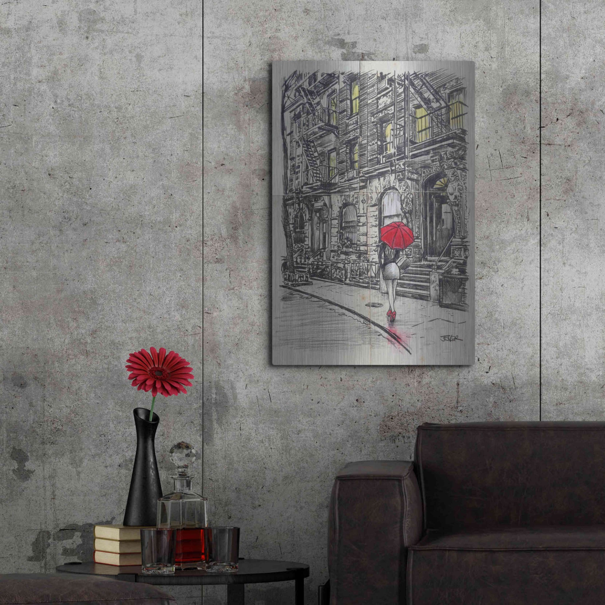 Luxe Metal Art 'Burrough Walk' by Loui Jover, Metal Wall Art,24x36