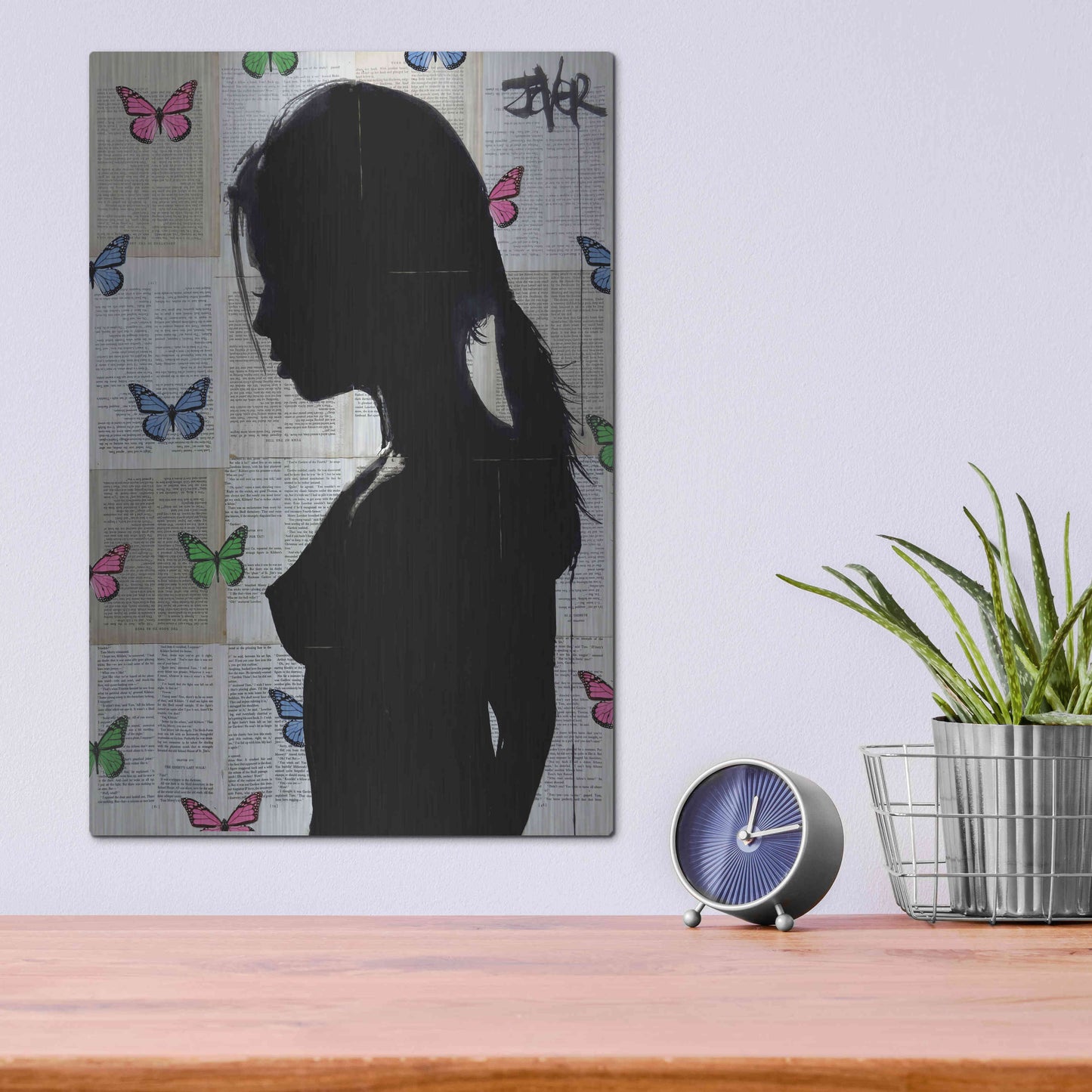 Luxe Metal Art 'Butterfly Tide' by Loui Jover, Metal Wall Art,12x16