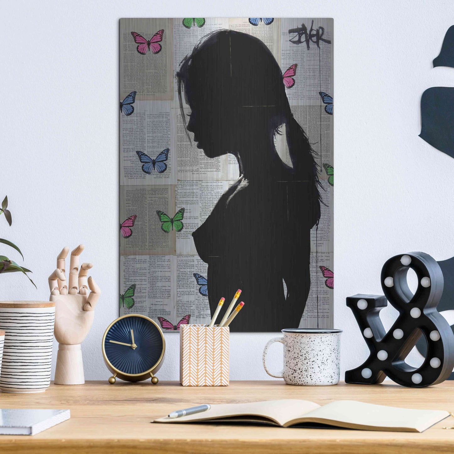 Luxe Metal Art 'Butterfly Tide' by Loui Jover, Metal Wall Art,12x16