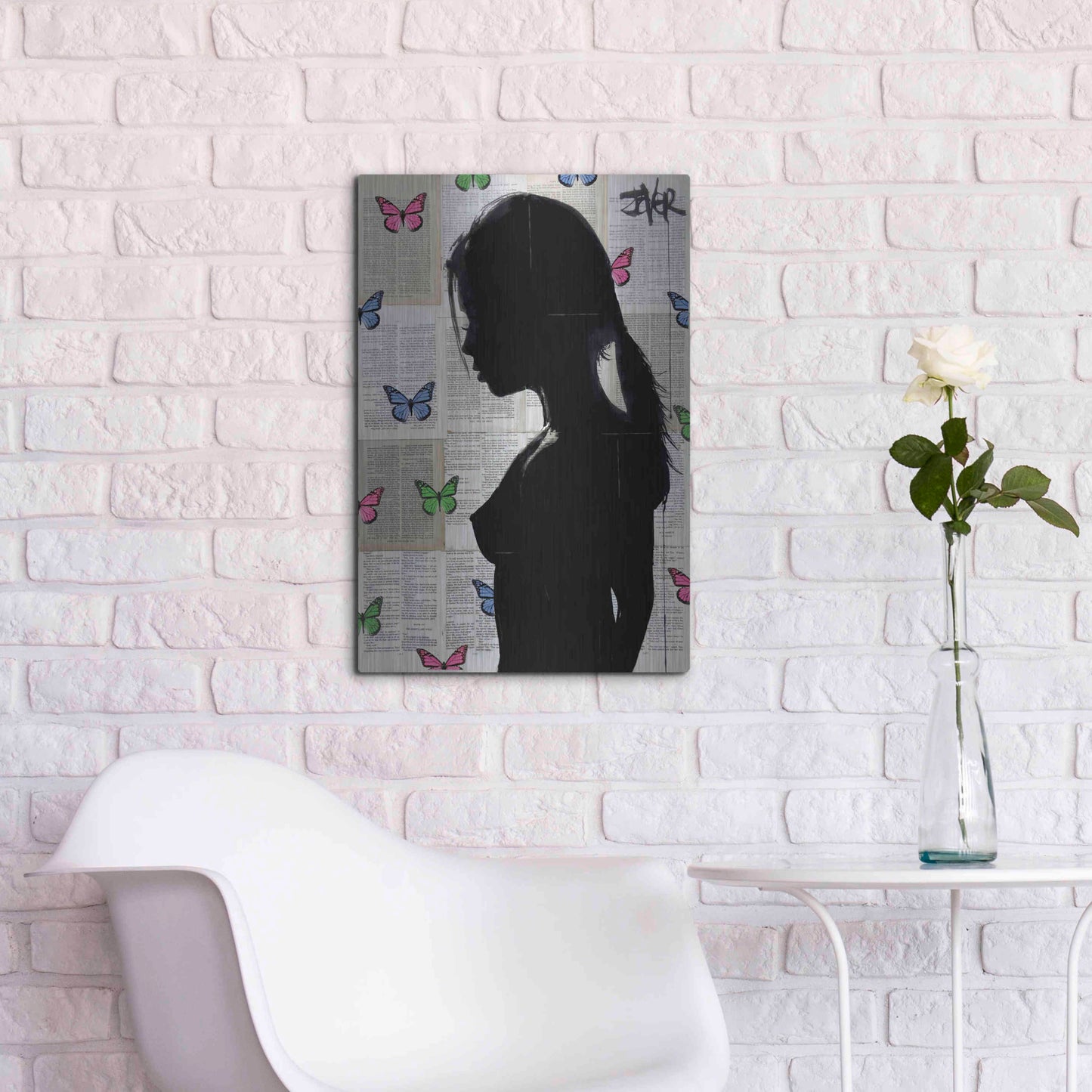 Luxe Metal Art 'Butterfly Tide' by Loui Jover, Metal Wall Art,16x24