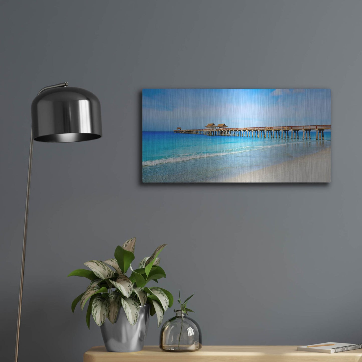Luxe Metal Art 'Naples Florida Pier' by Luxe Portfolio, Metal Wall Art,24x12