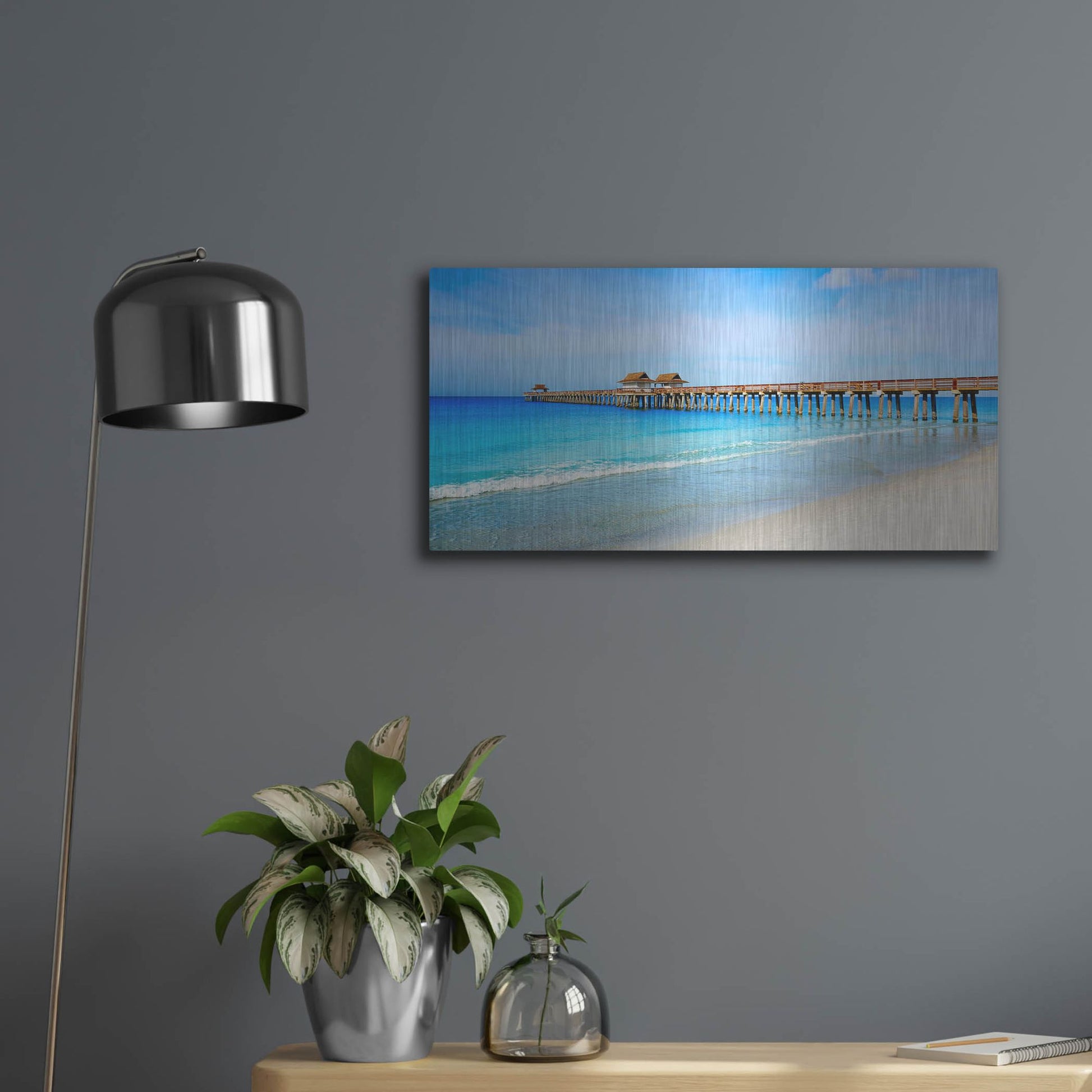 Luxe Metal Art 'Naples Florida Pier' by Luxe Portfolio, Metal Wall Art,24x12