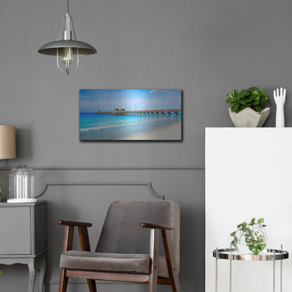 Luxe Metal Art 'Naples Florida Pier' by Luxe Portfolio, Metal Wall Art,24x12