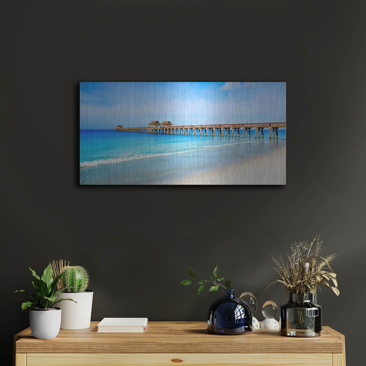 Luxe Metal Art 'Naples Florida Pier' by Luxe Portfolio, Metal Wall Art,24x12