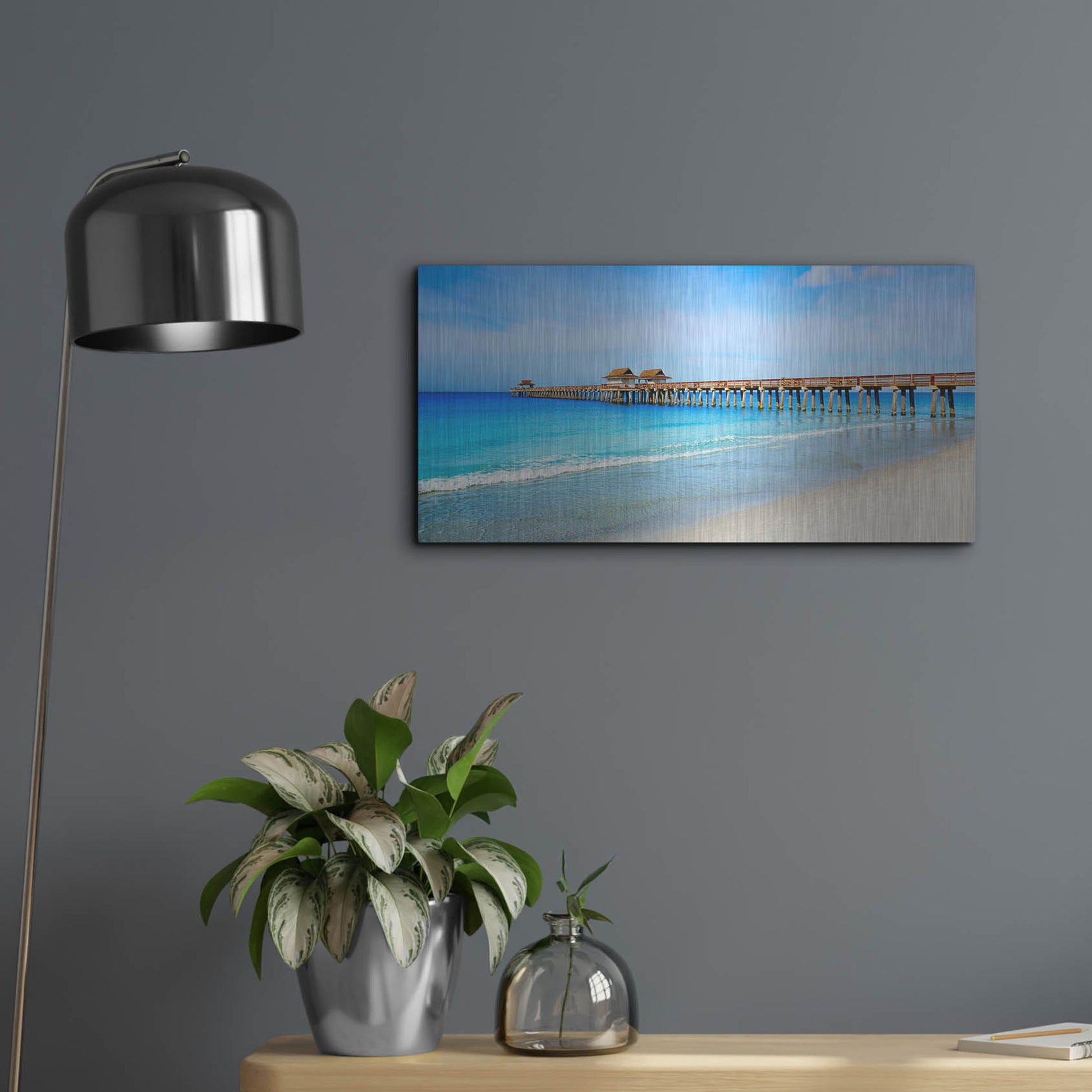 Luxe Metal Art 'Naples Florida Pier' by Luxe Portfolio, Metal Wall Art,24x12